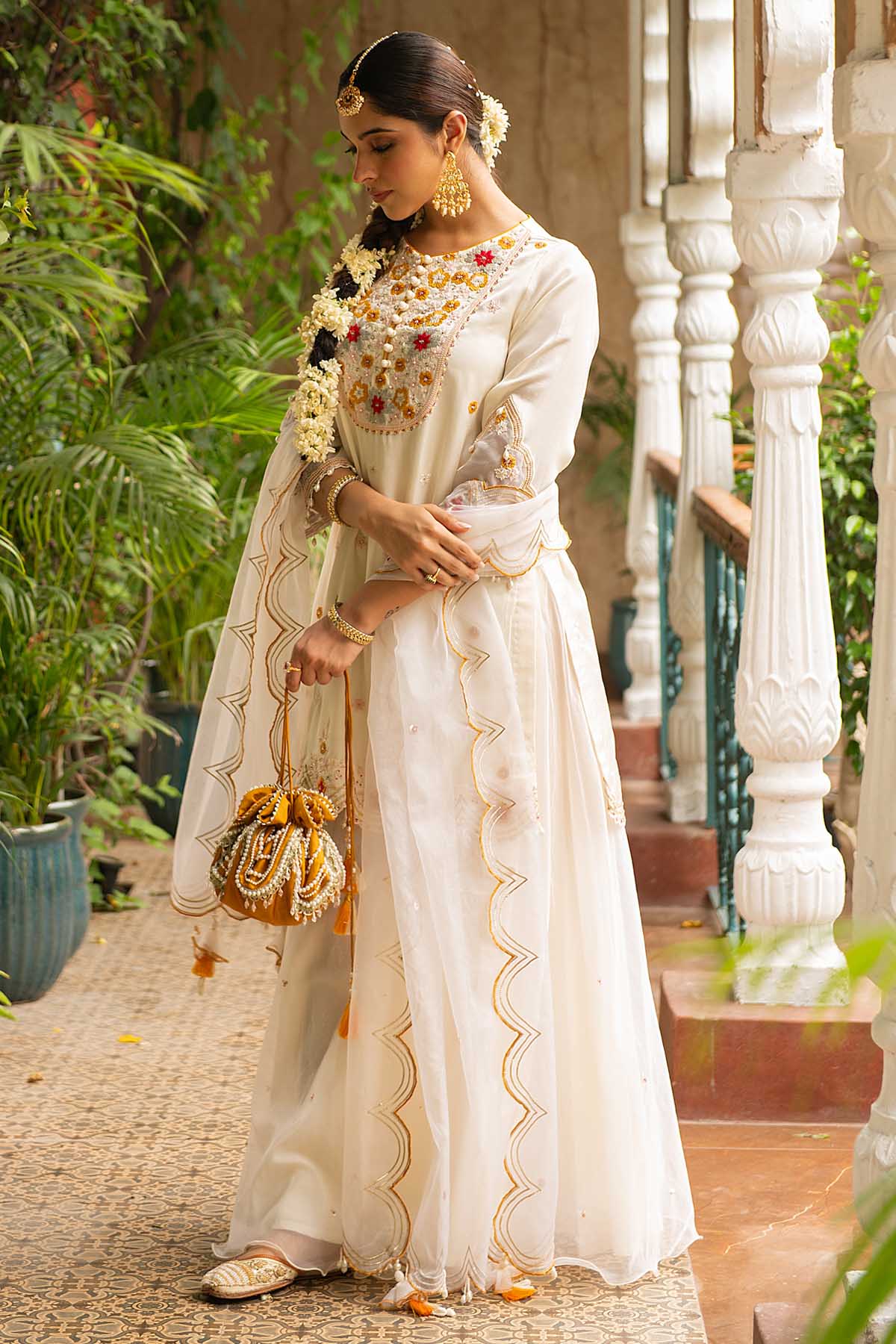 Ivory Embroidered Sharara Set