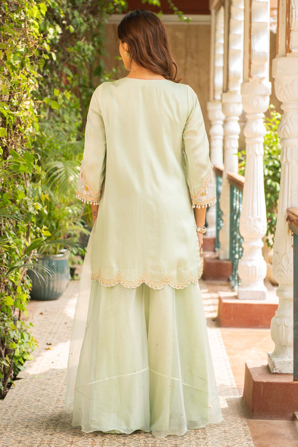 Floral Embroidered Sharara Set