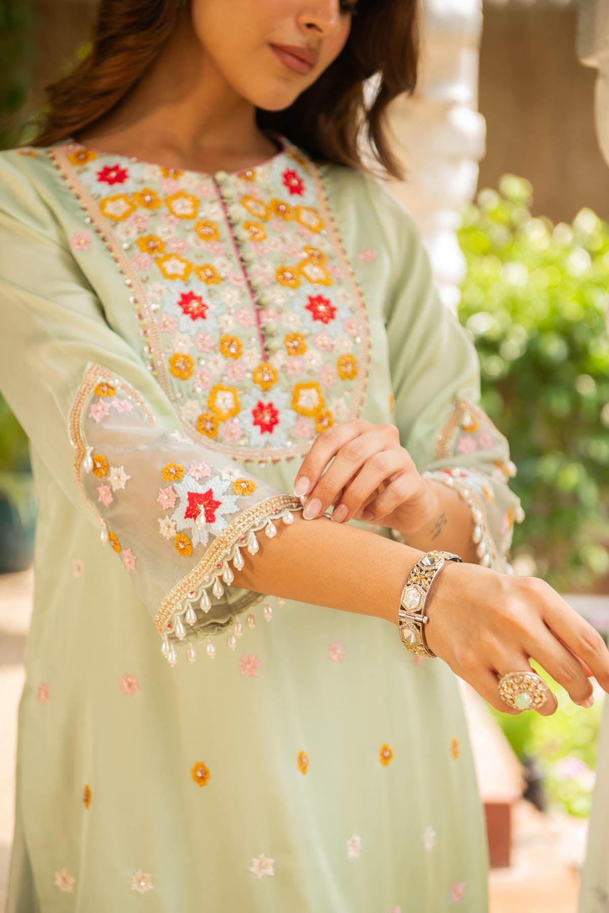 Floral Embroidered Sharara Set