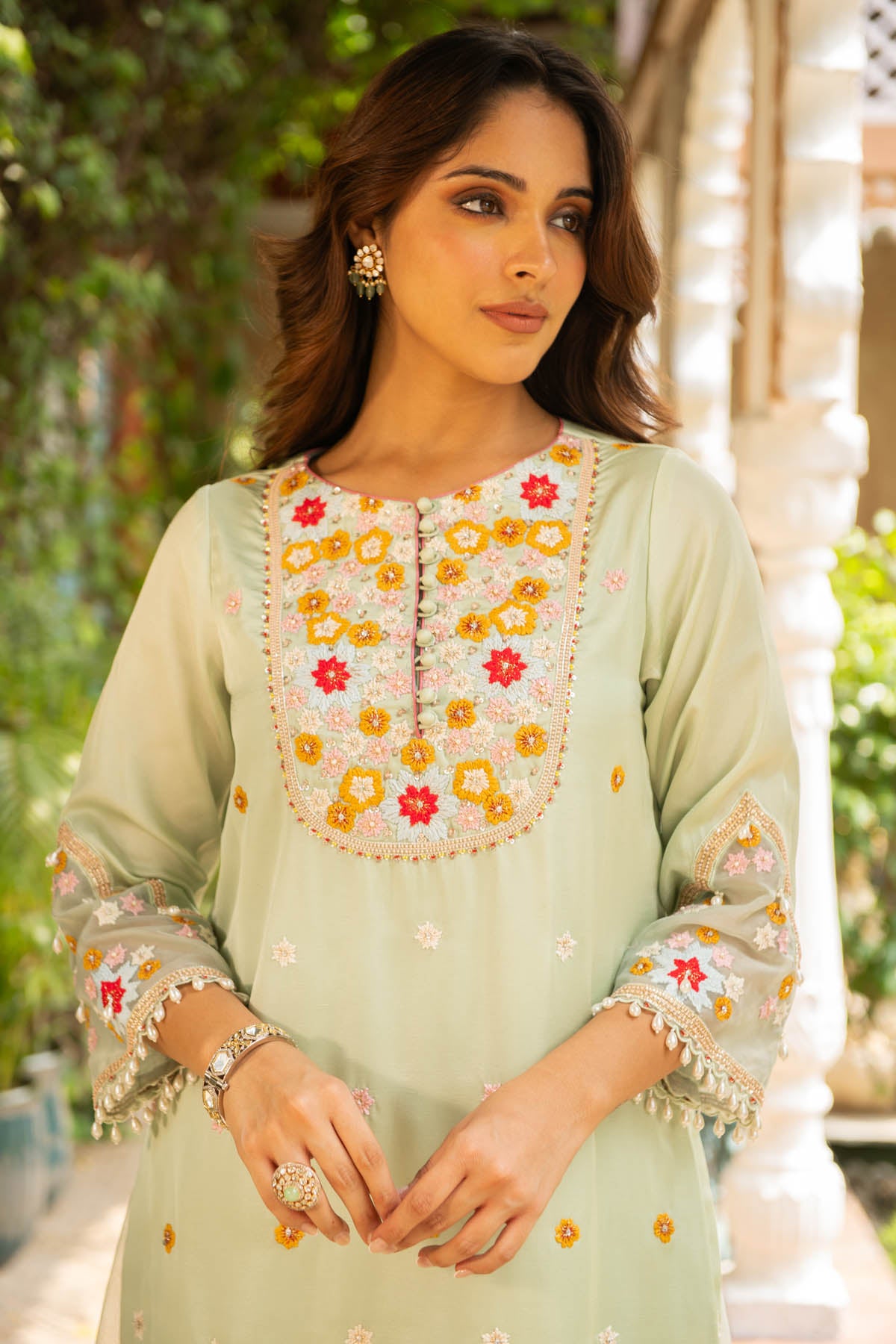 Floral Embroidered Sharara Set