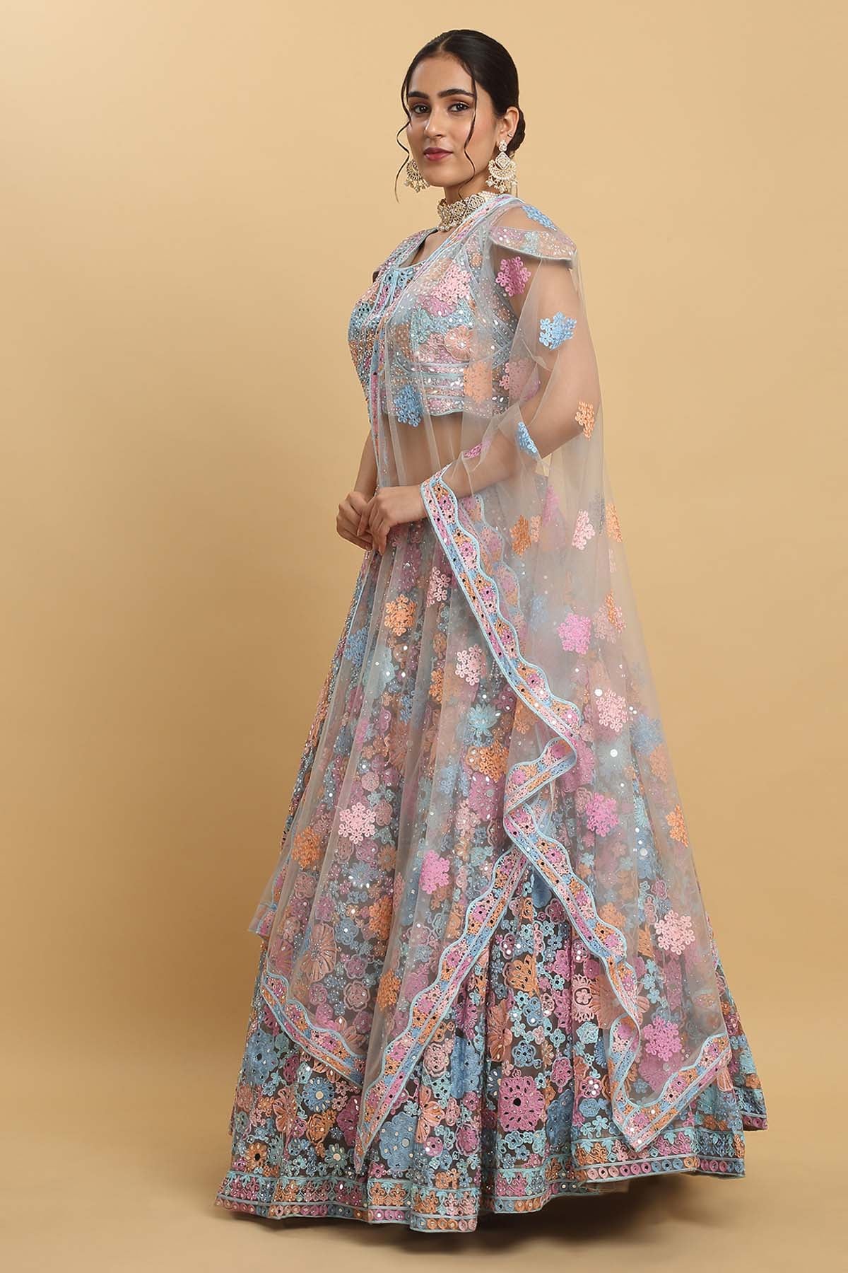 Floral Embroidery Lehenga Set