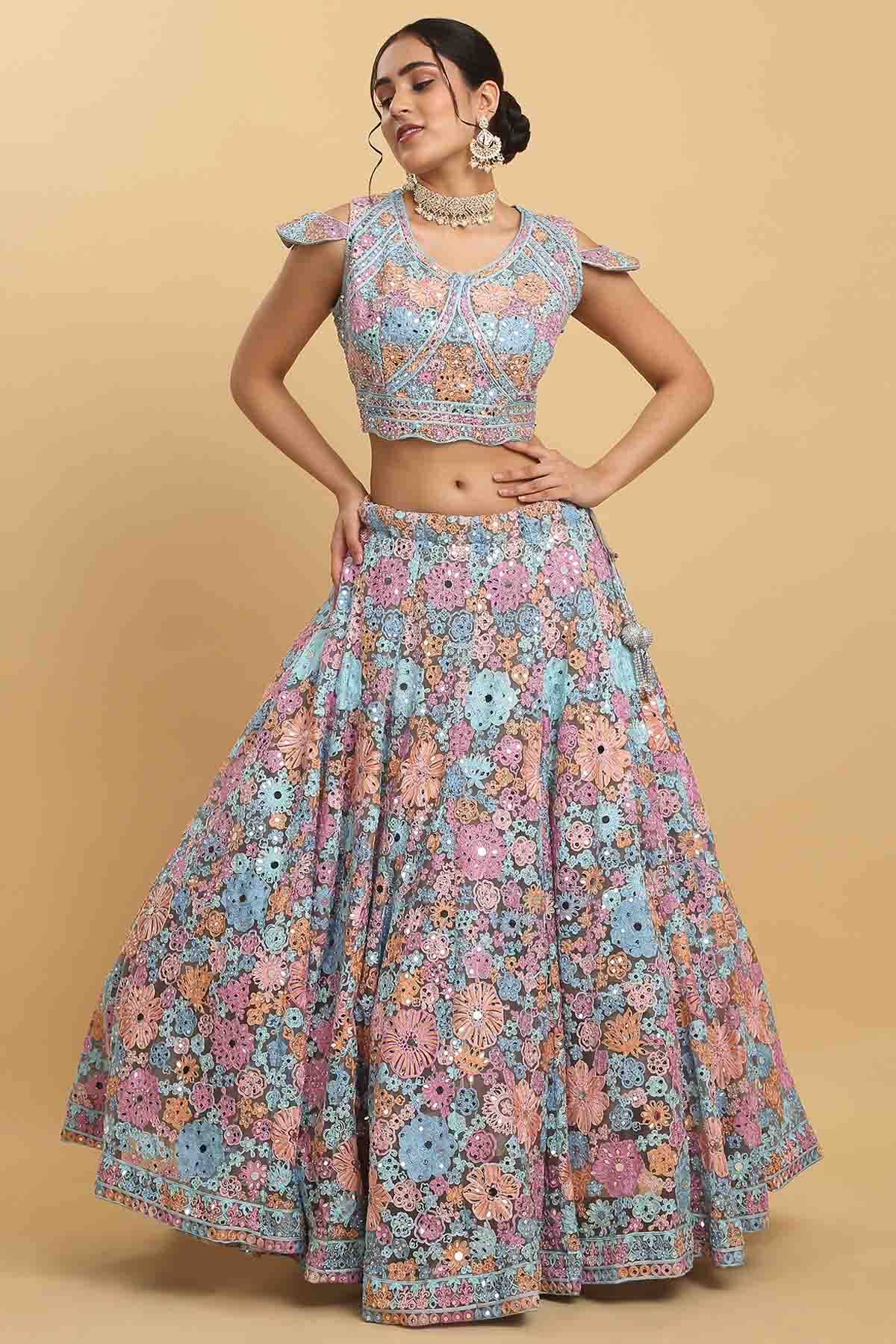 Floral Embroidery Lehenga Set