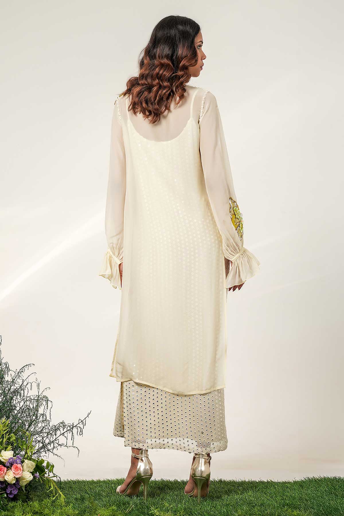 Floral Ivory Indo-Western Set