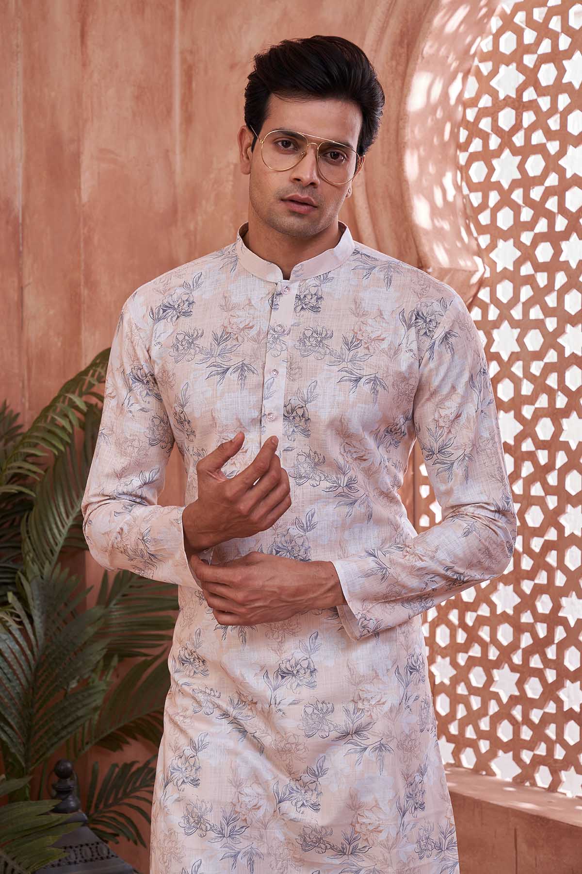 Floral Leaf Cotton Print Kurta
