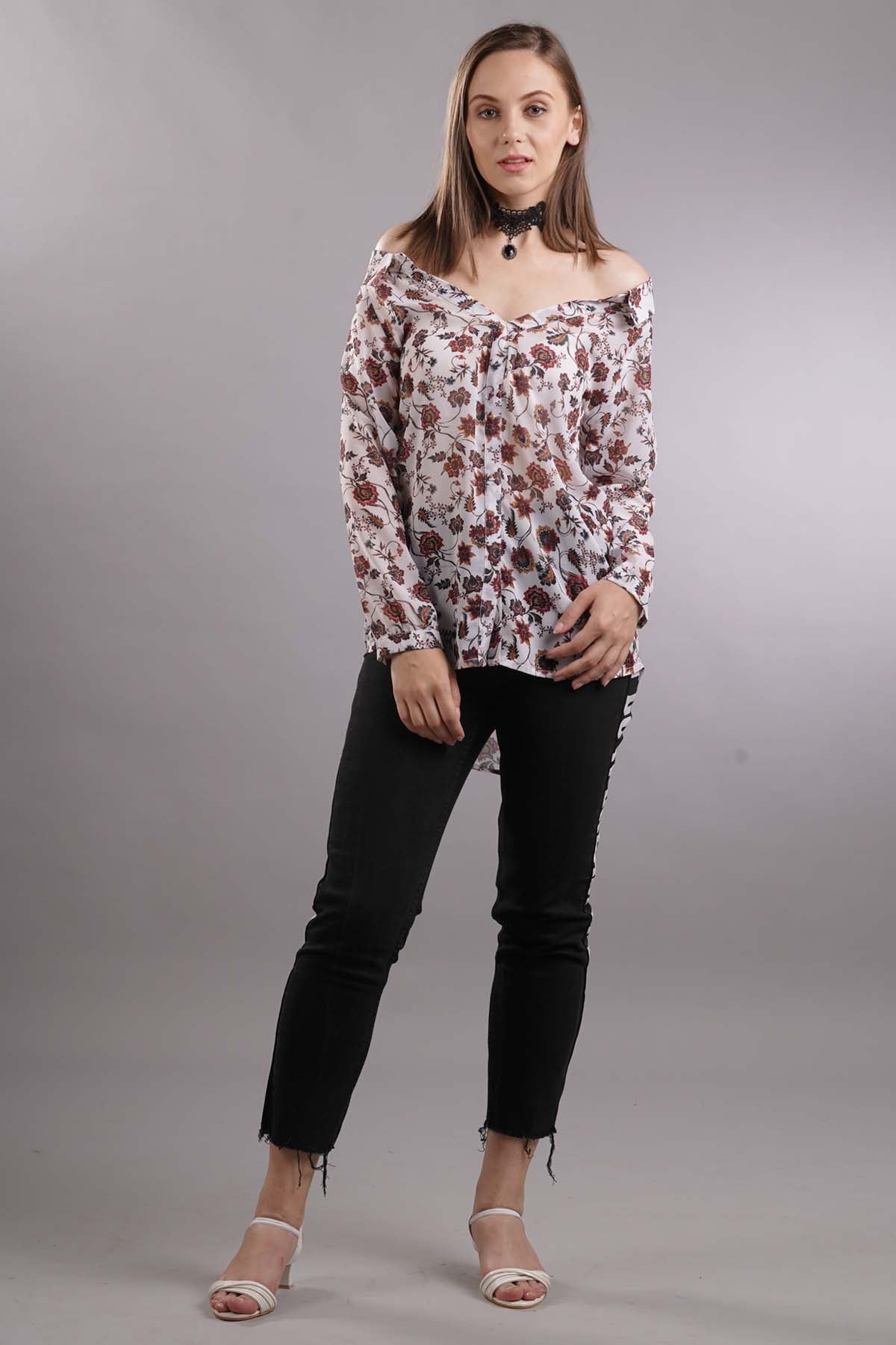 Buy 7teen12 Floral Off Shoulder Shirt Top Online at ScrollnShops