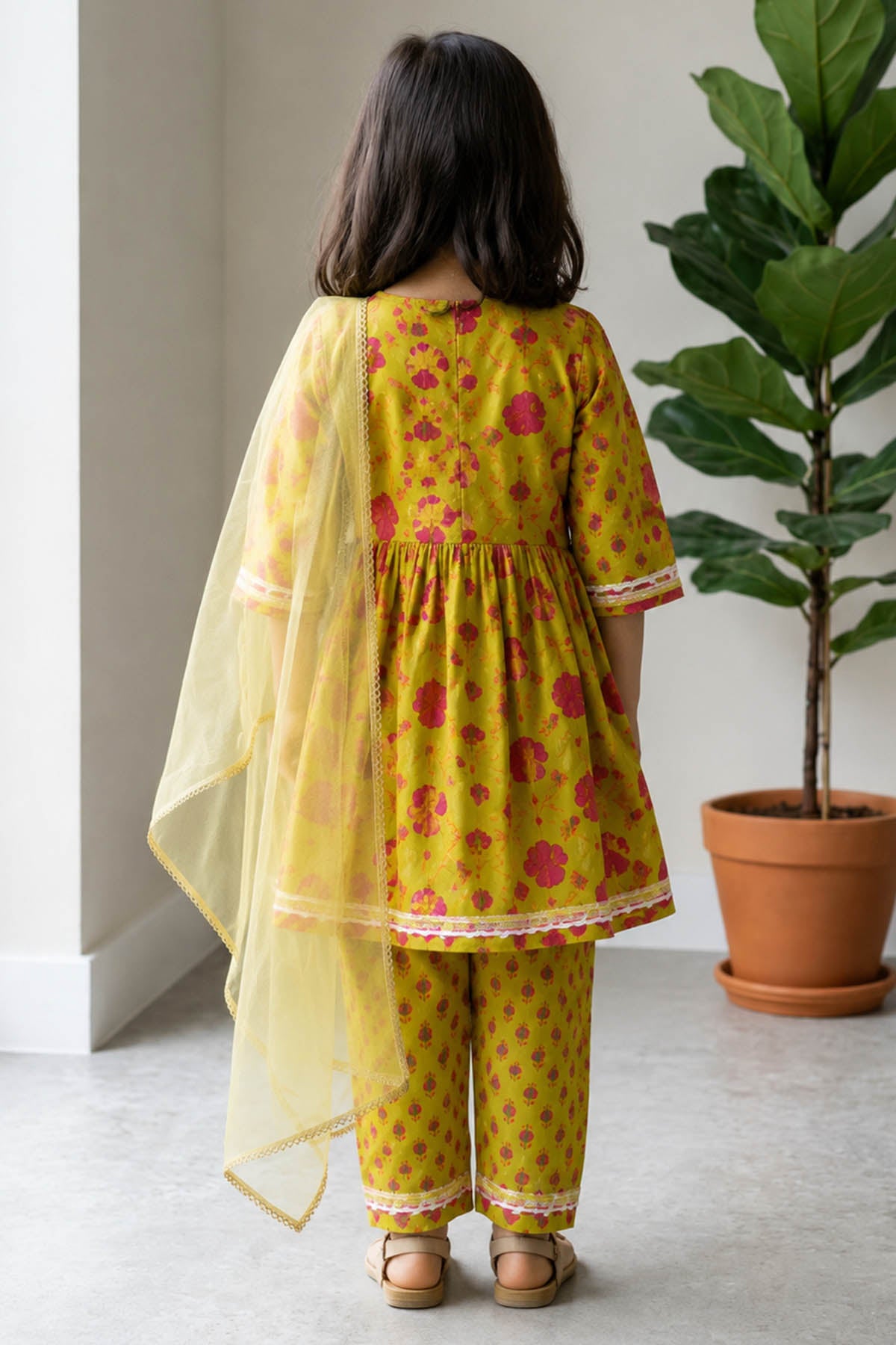 Floral Print Green Anarkali Set