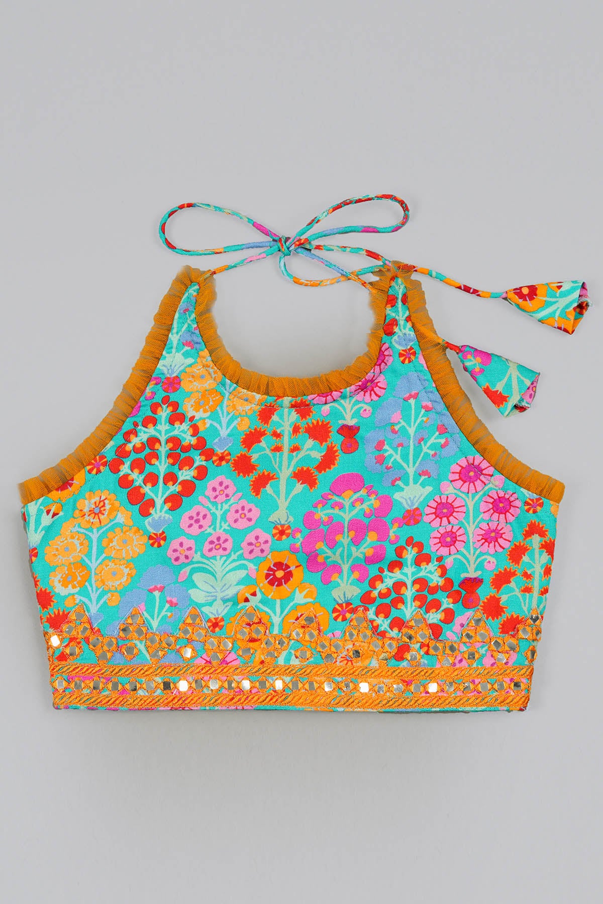 Floral Printed Blue Lehenga Set