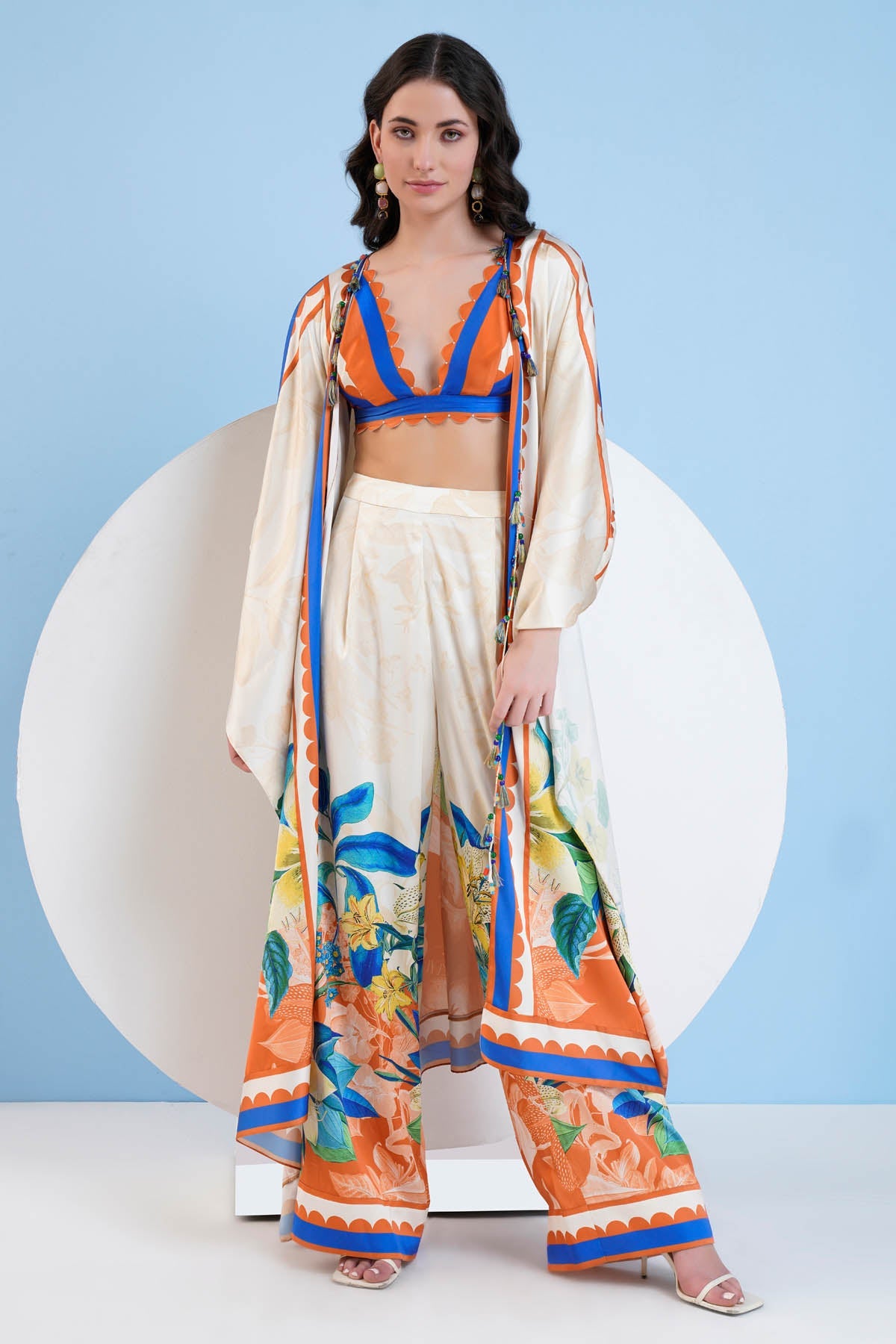 Buy Floral Printed Cape Co-ord Set by Mandira Wirk