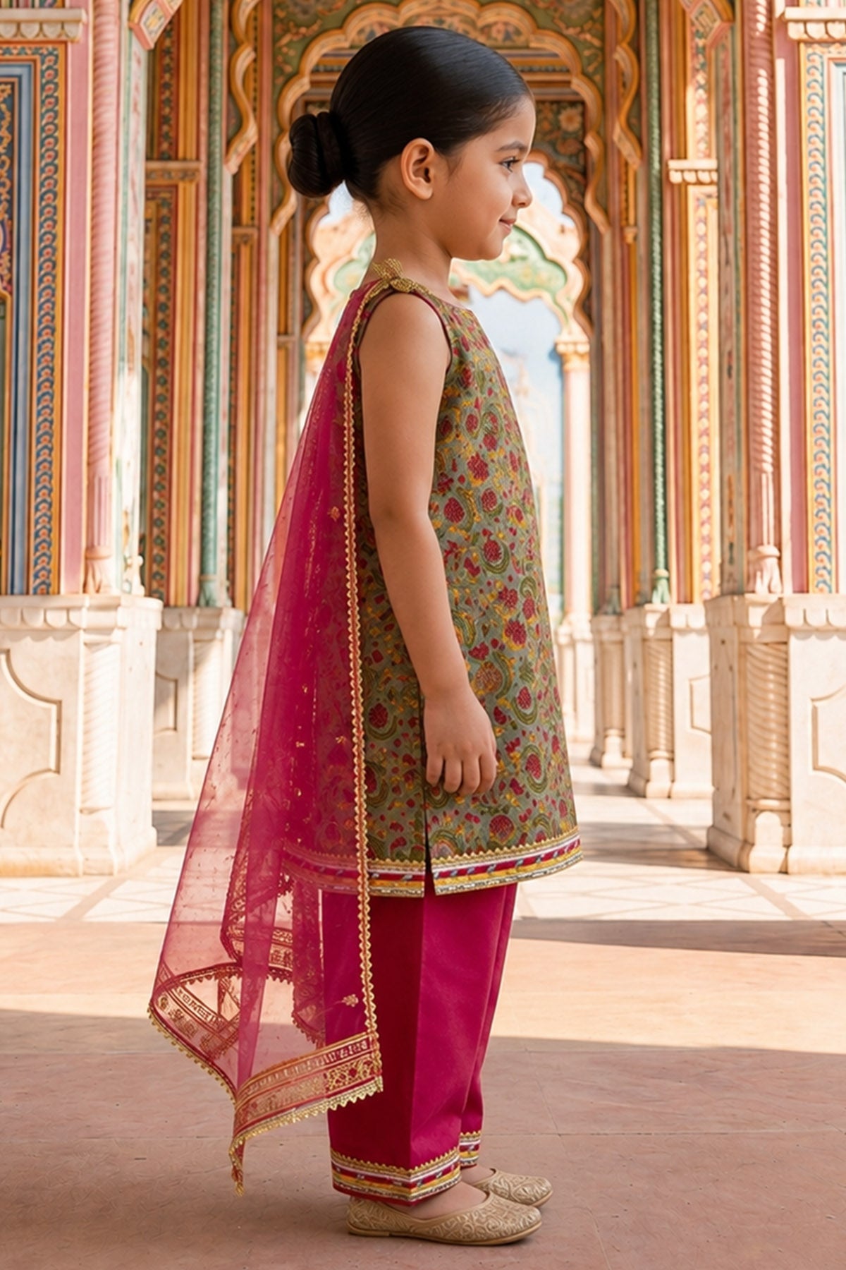 Floral Printed Green Kurta Set