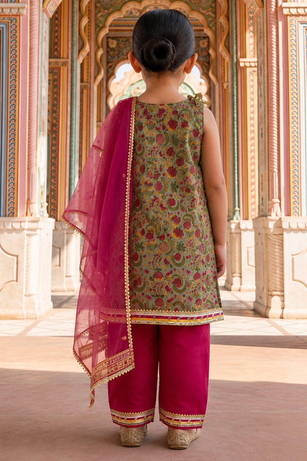 Floral Printed Green Kurta Set