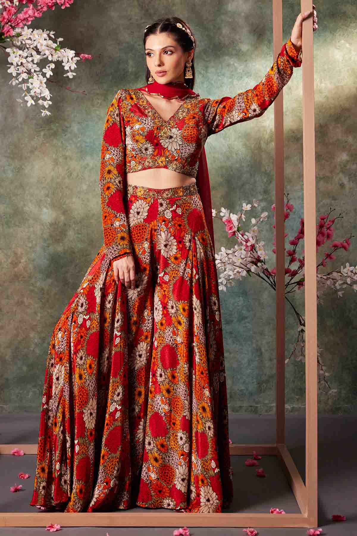 Buy Floral Printed Indo-Western Set by Mehak Murpana for women online at ScrollnShops