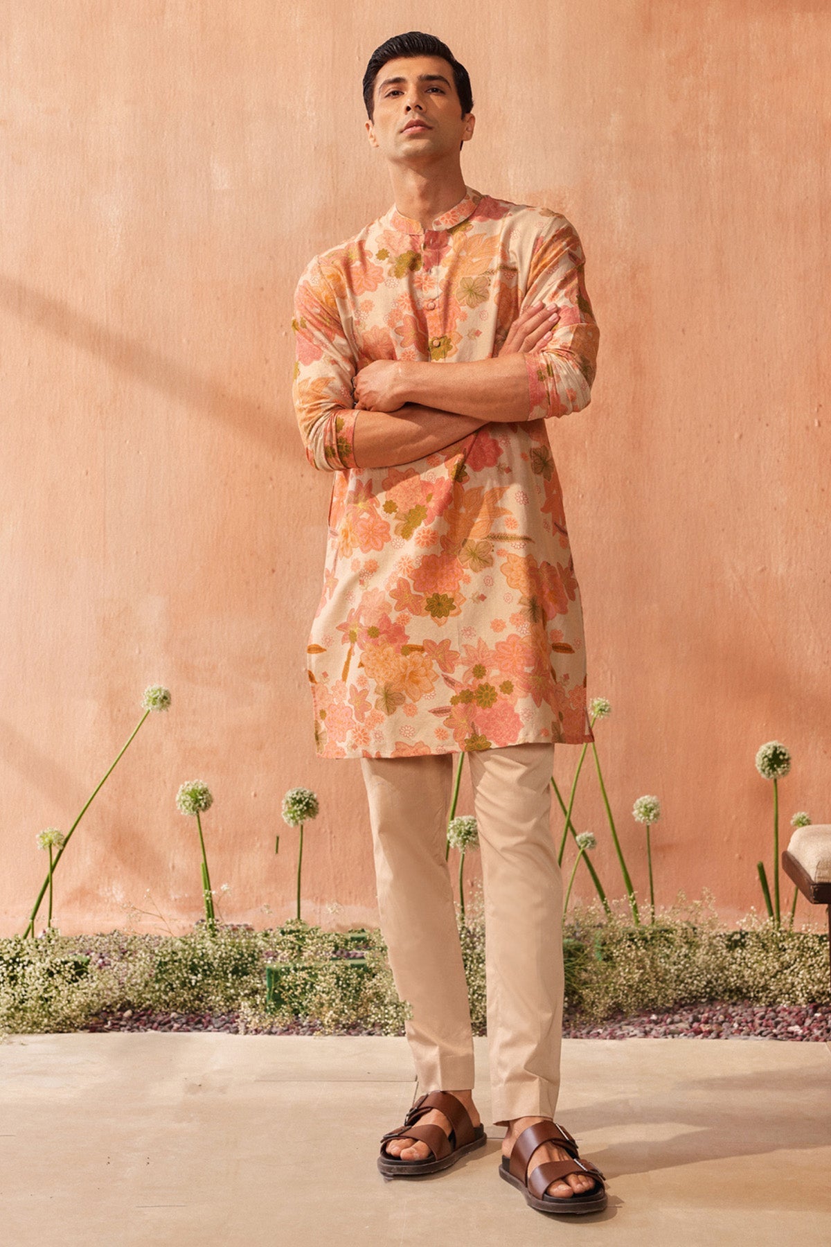 Buy Floral Printed Kurta & Pants by Seema Nanda for men online at ScrollnShops