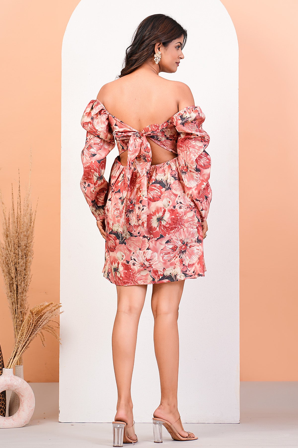 Floral Printed Tie-Up Mini Dress