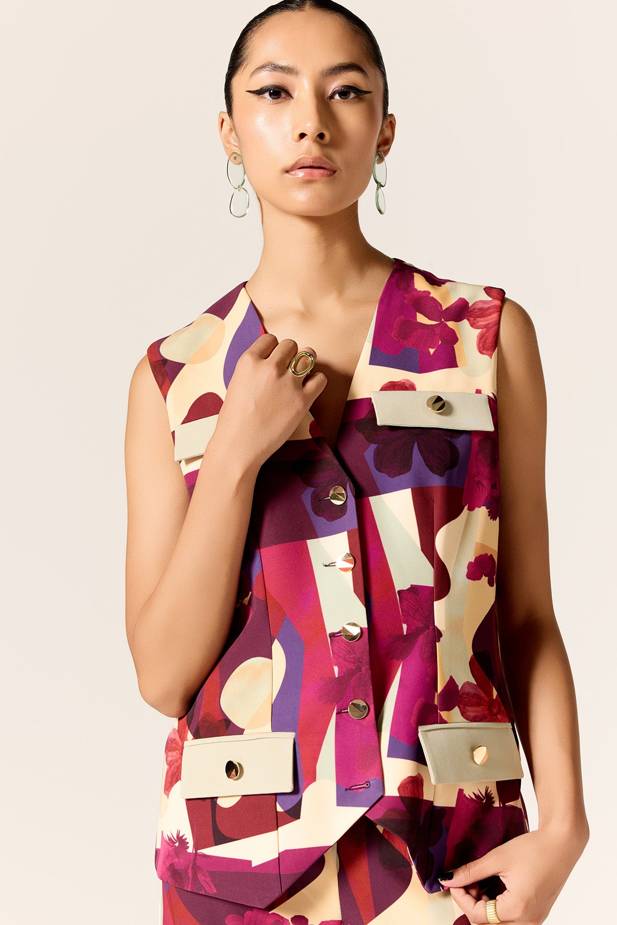 Floral Printed Waistcoat & Pants