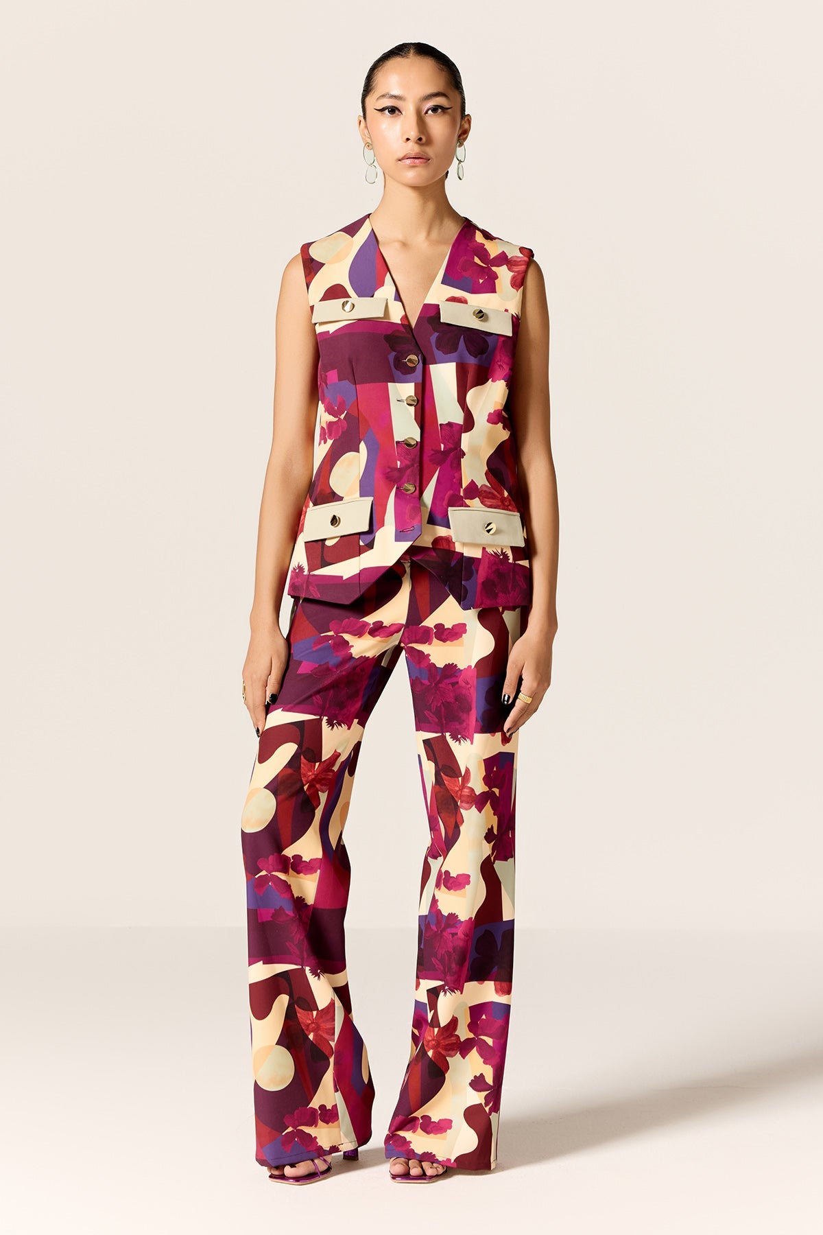 Buy Floral Printed Waistcoat & Pants by Manika Nanda for Women online at ScrollnShops