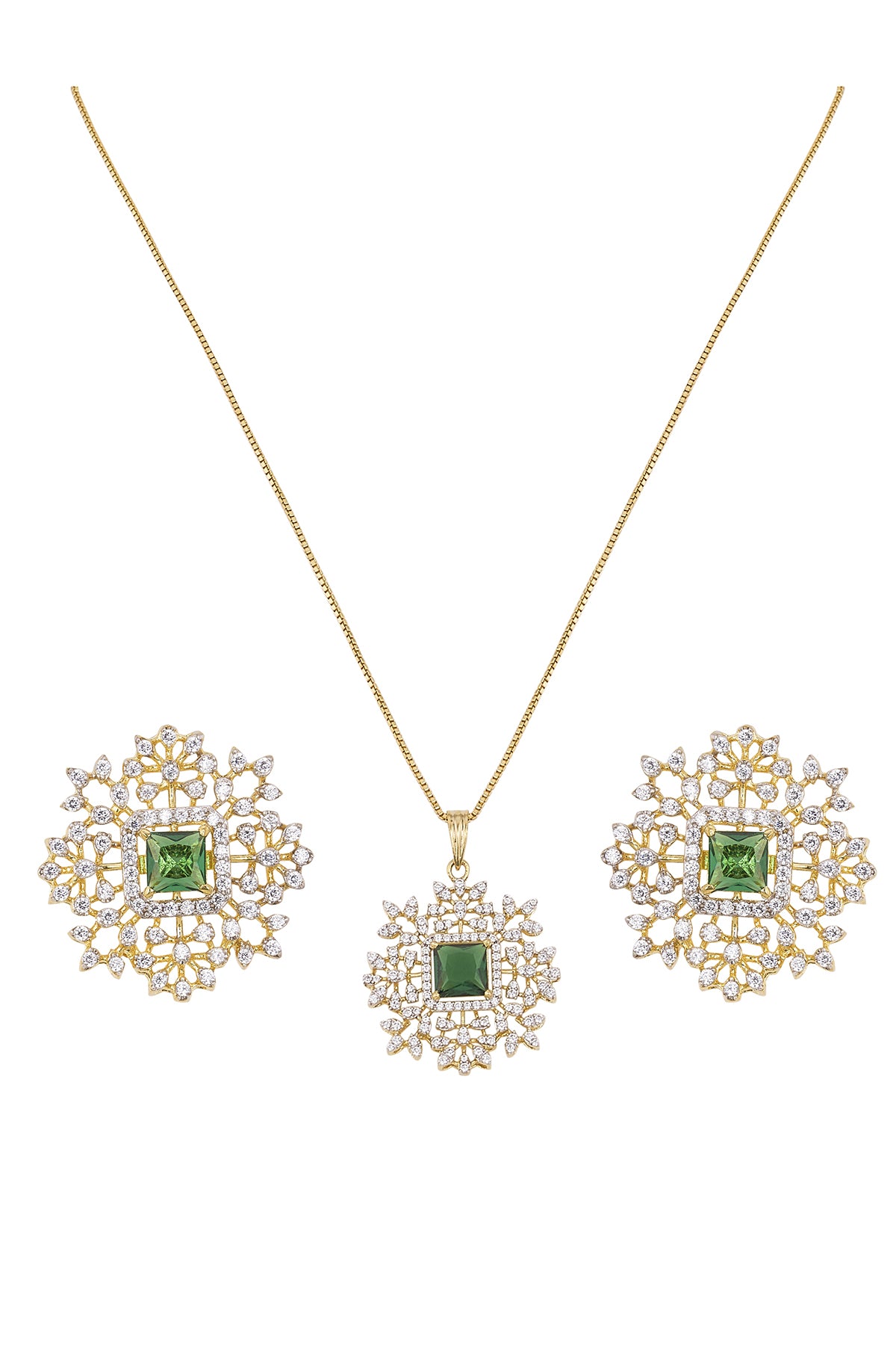 Floral Shaped Pendant & Earring