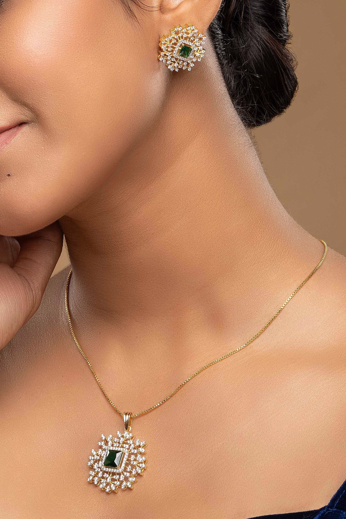 Buy Floral Shaped Pendant & Earring for women by Sica online available at scrollnshops