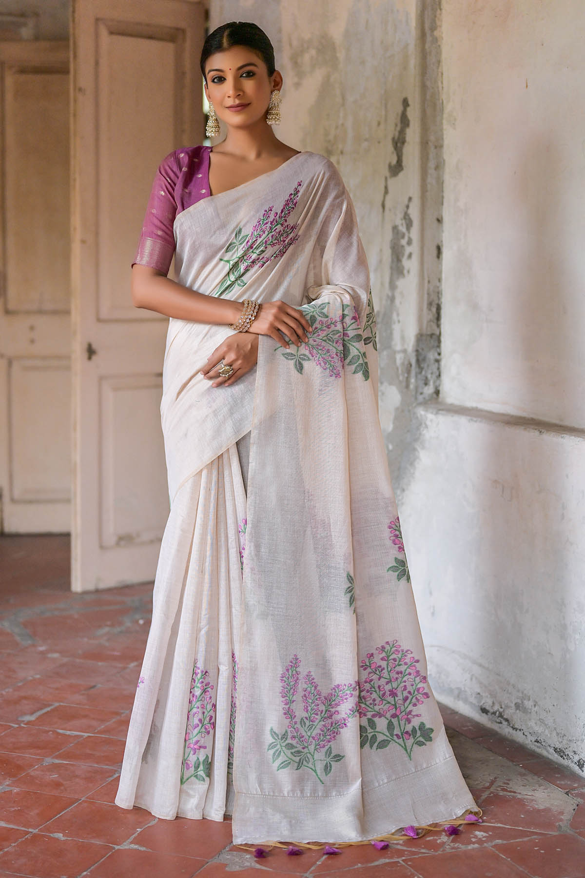 Buy Designer Floral Woven Butta Saree Online