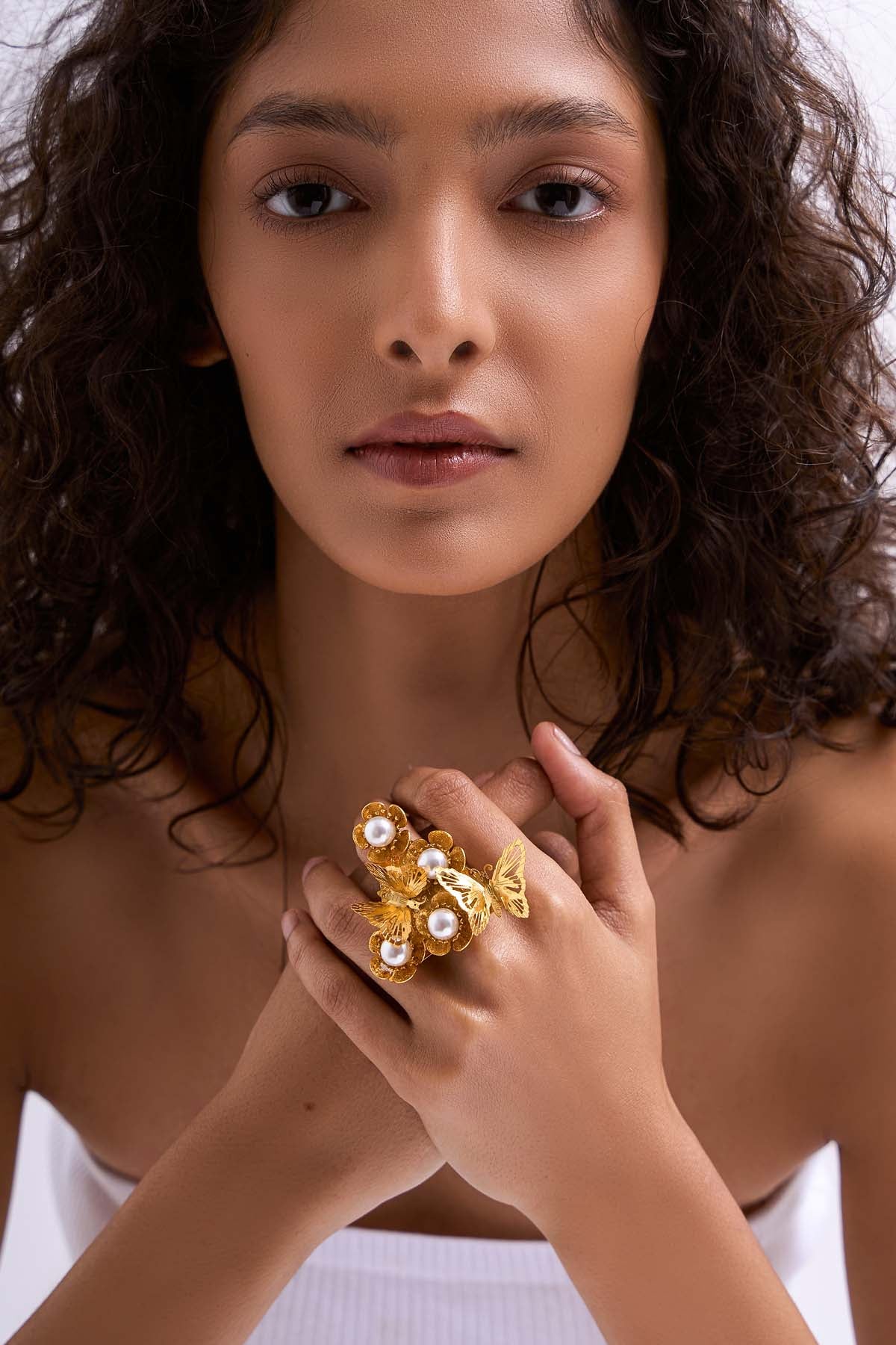 Buy RUHHEITE Florets & Butterfly Motif Ring For Women by Esme Available Online at ScrollnShops