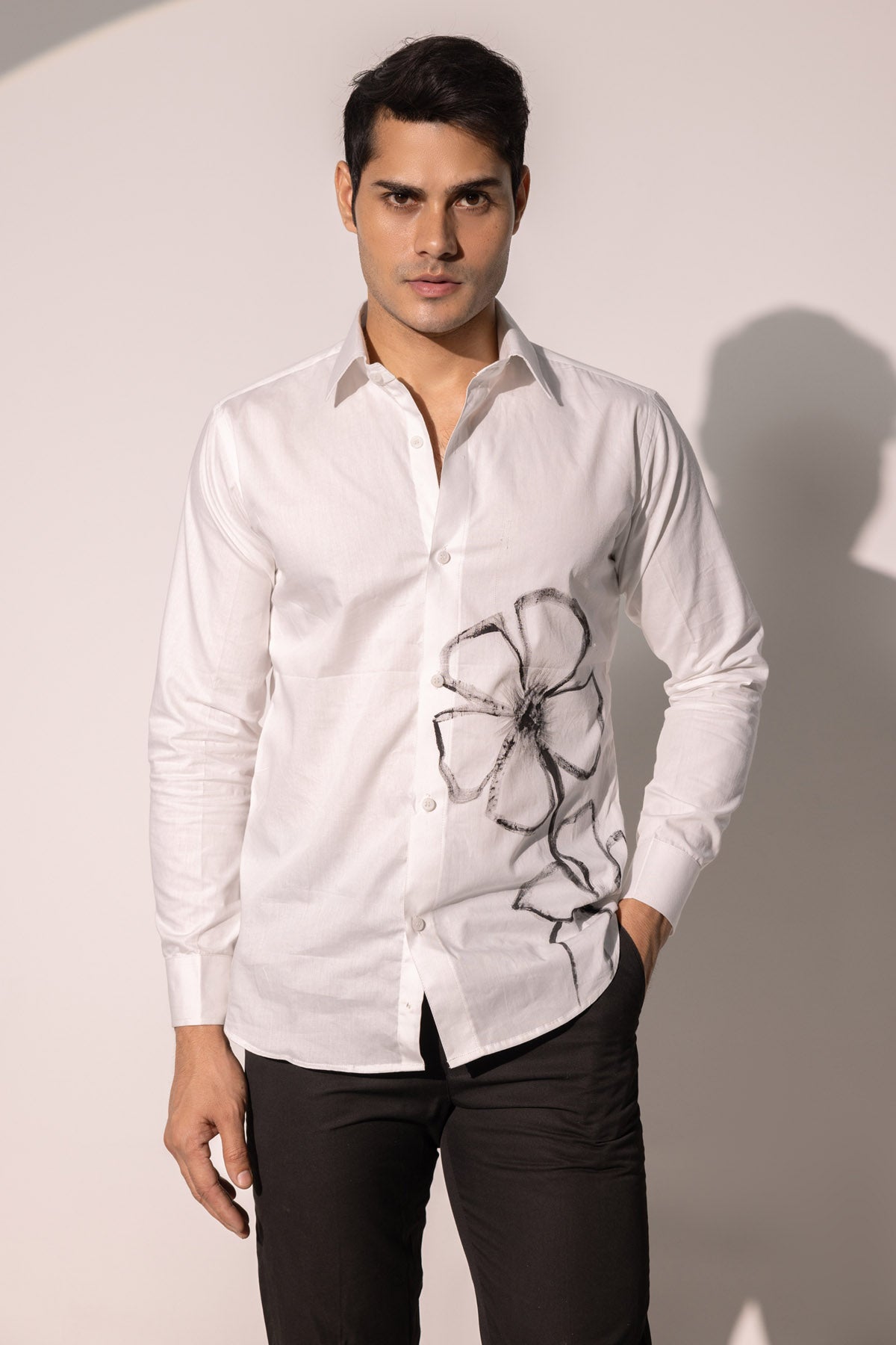 Flower Handpainted White Shirt