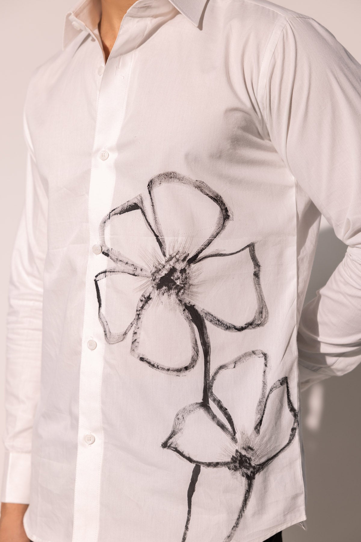 Flower Handpainted White Shirt