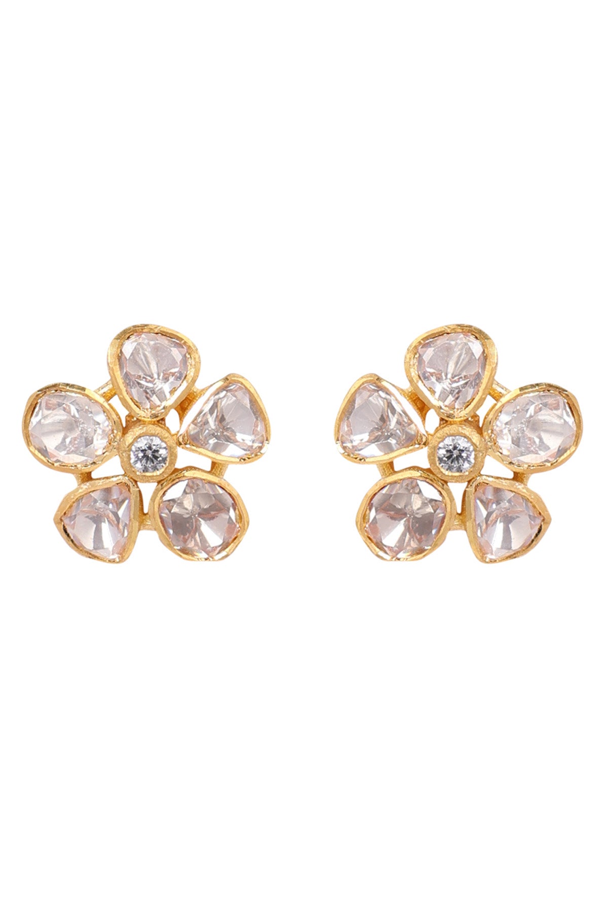 Flower Moissanite Polki Earrings