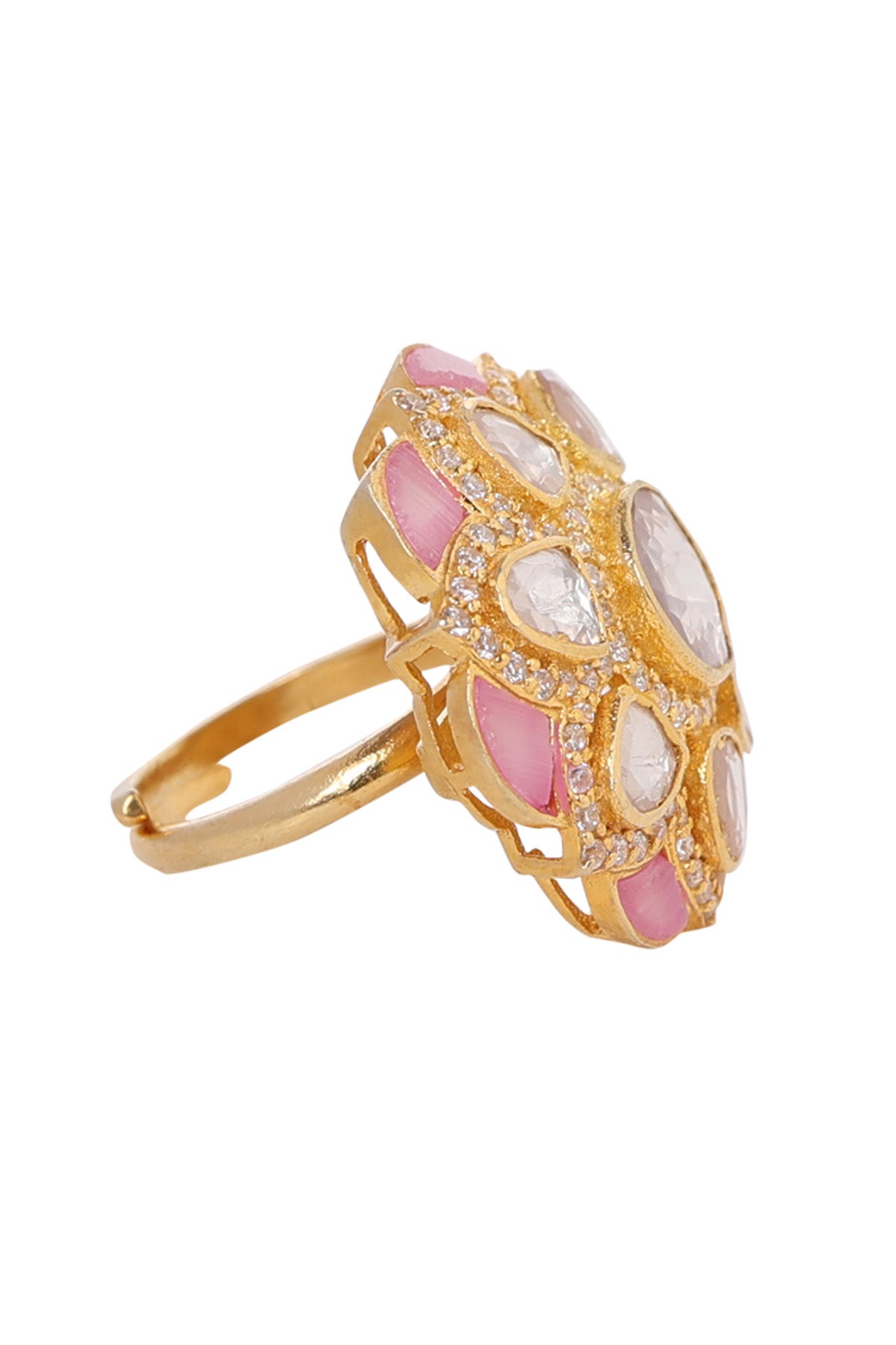 Flower Polki 925 Silver Ring