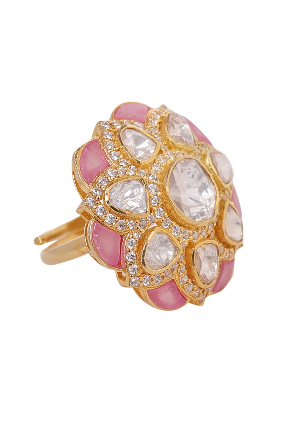 Flower Polki 925 Silver Ring