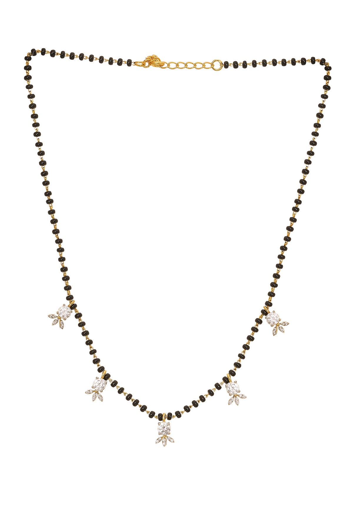 Flower Black Beads Mangalsutra