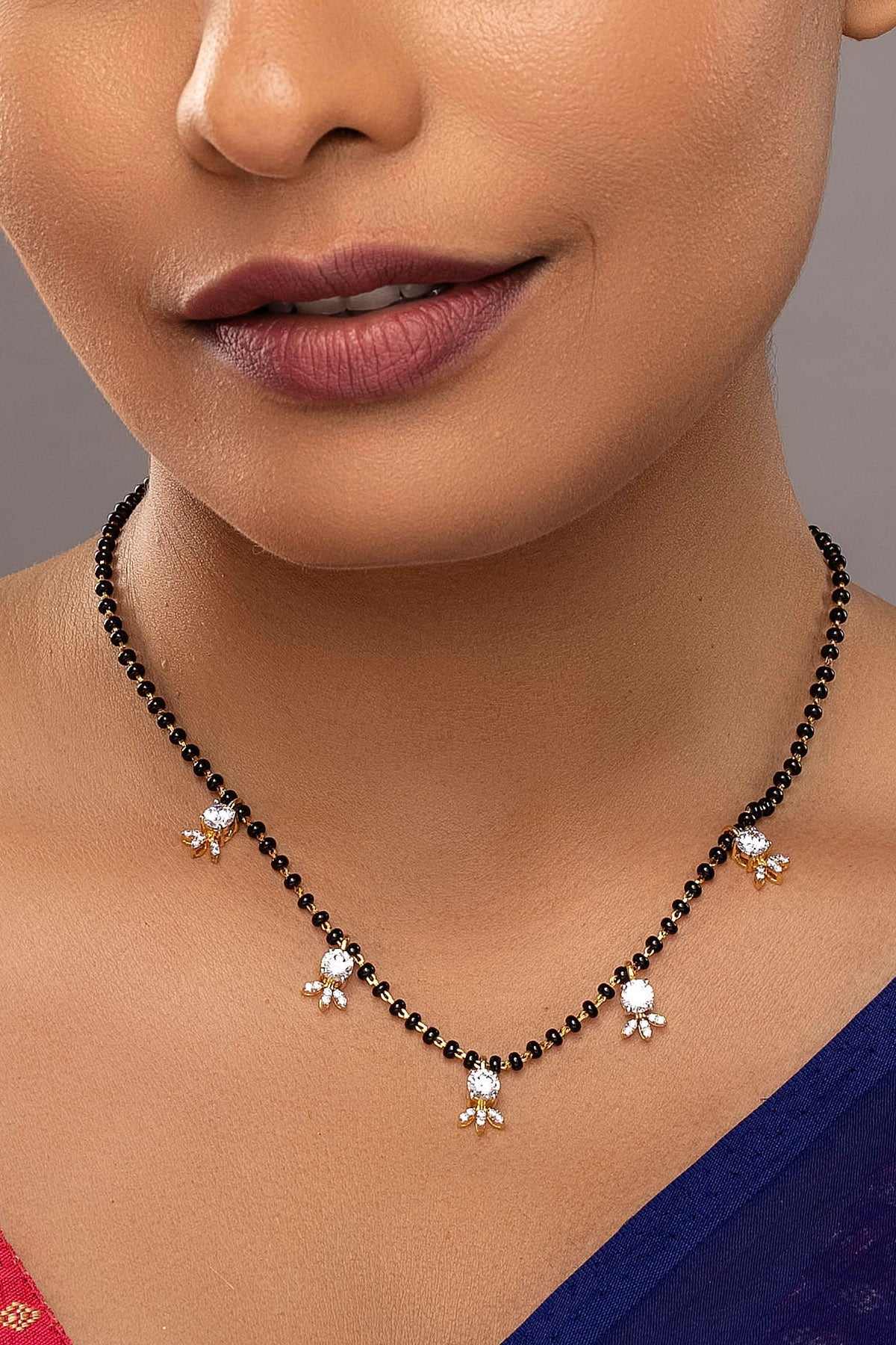 Buy Flower Black Beads Mangalsutra for women by Sica online available at scrollnshops