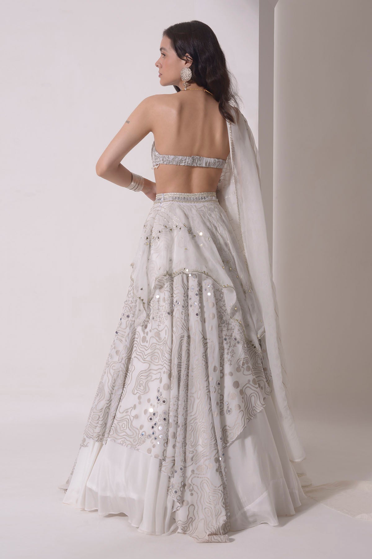 Foil Printed Sequins Lehenga Set