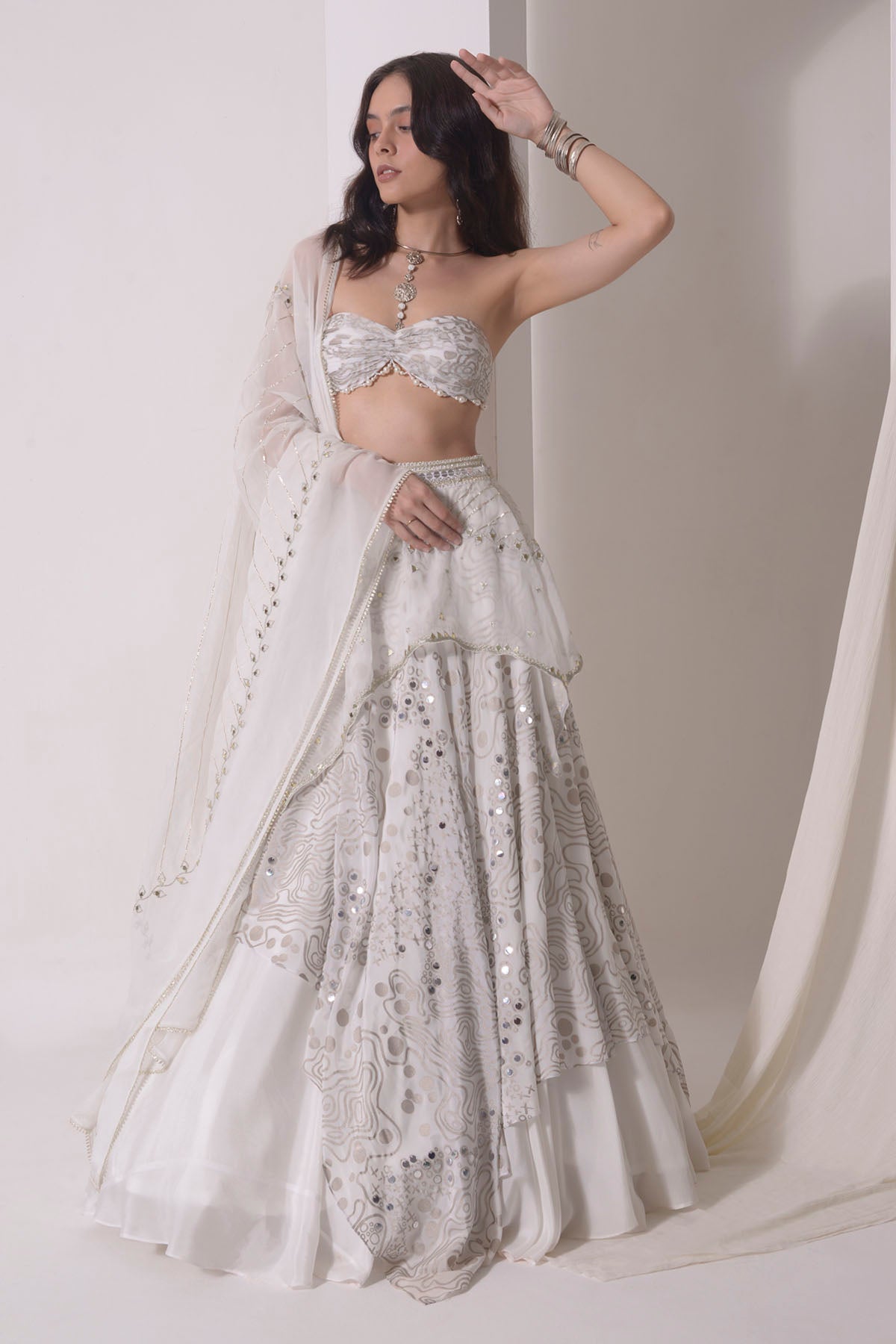Foil Printed Sequins Lehenga Set