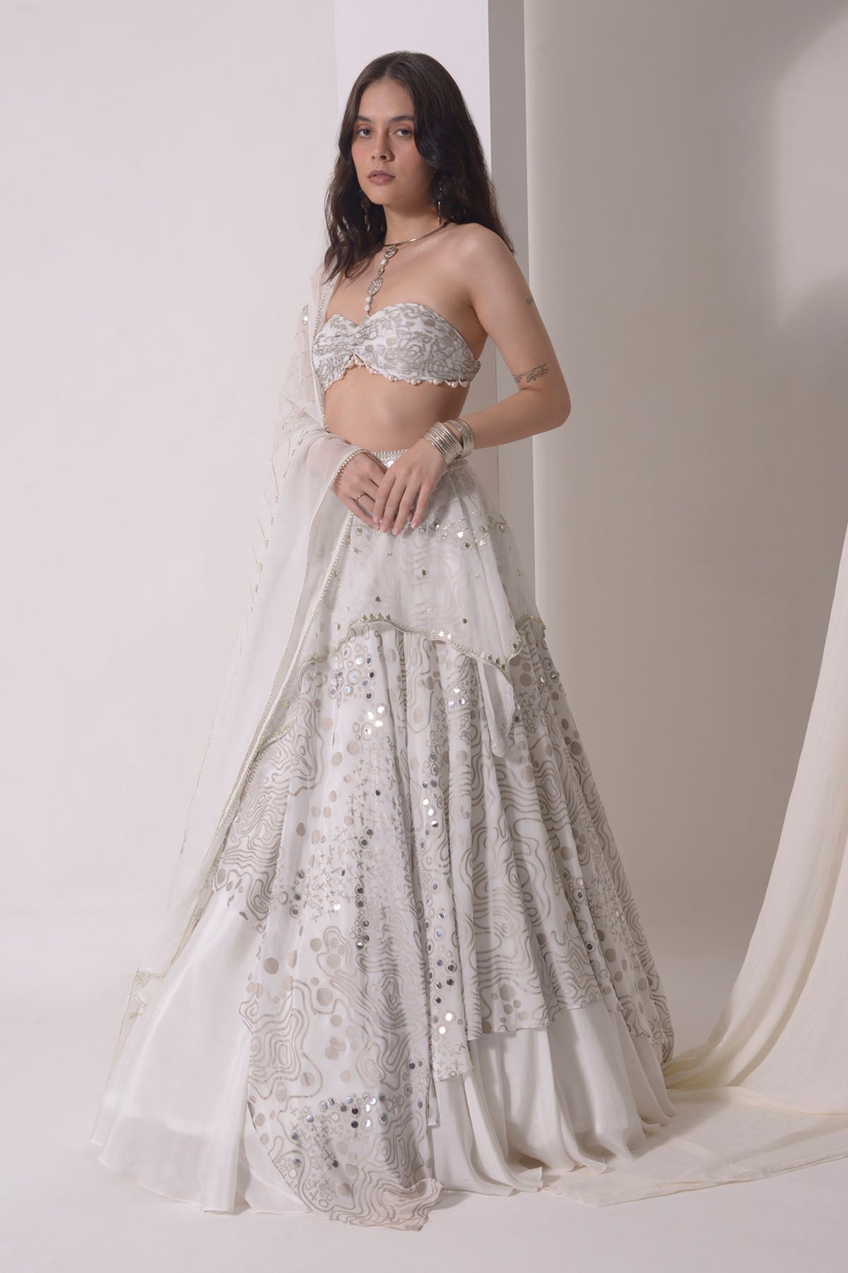 Foil Printed Sequins Lehenga Set