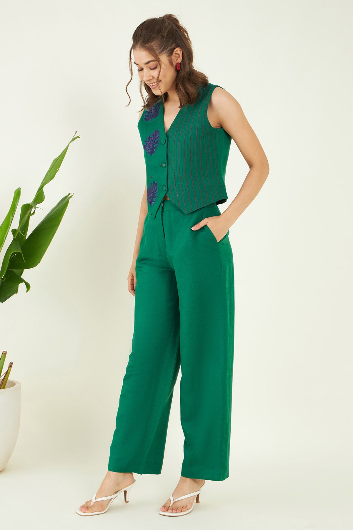 Forest Green Linen Co-ord Set