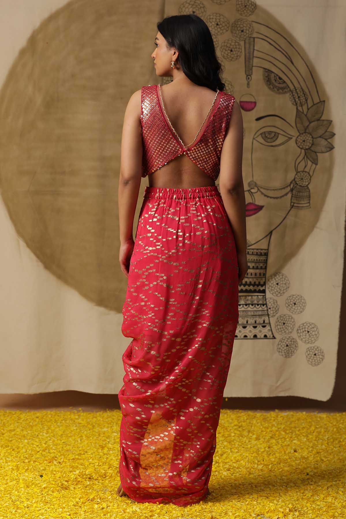 Fringe Dhoti & Cape Set