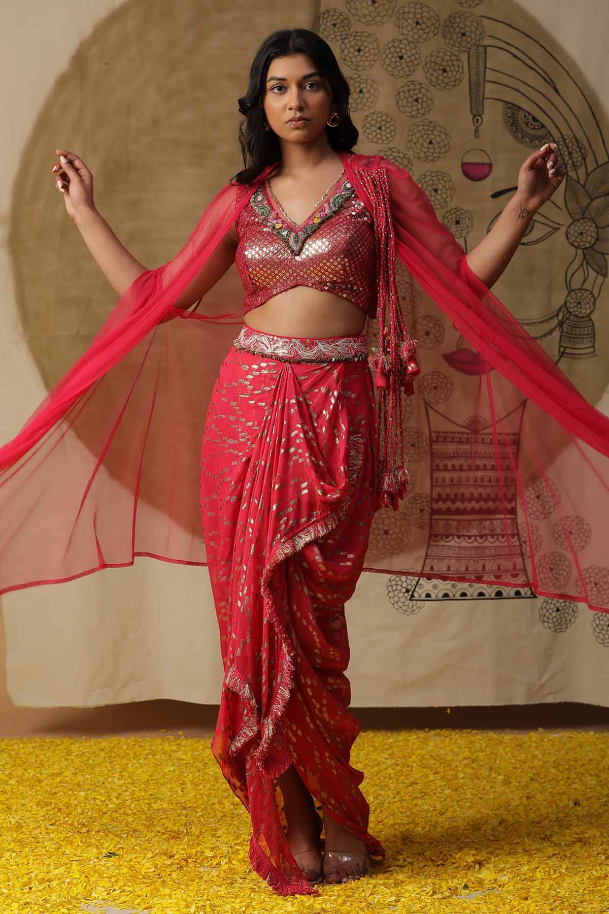 Buy Arpita SulakshanaFringe Dhoti & Cape Set