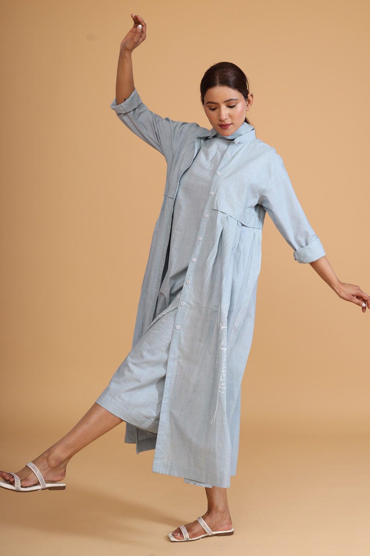 Front Back Pleated Mint Overlay