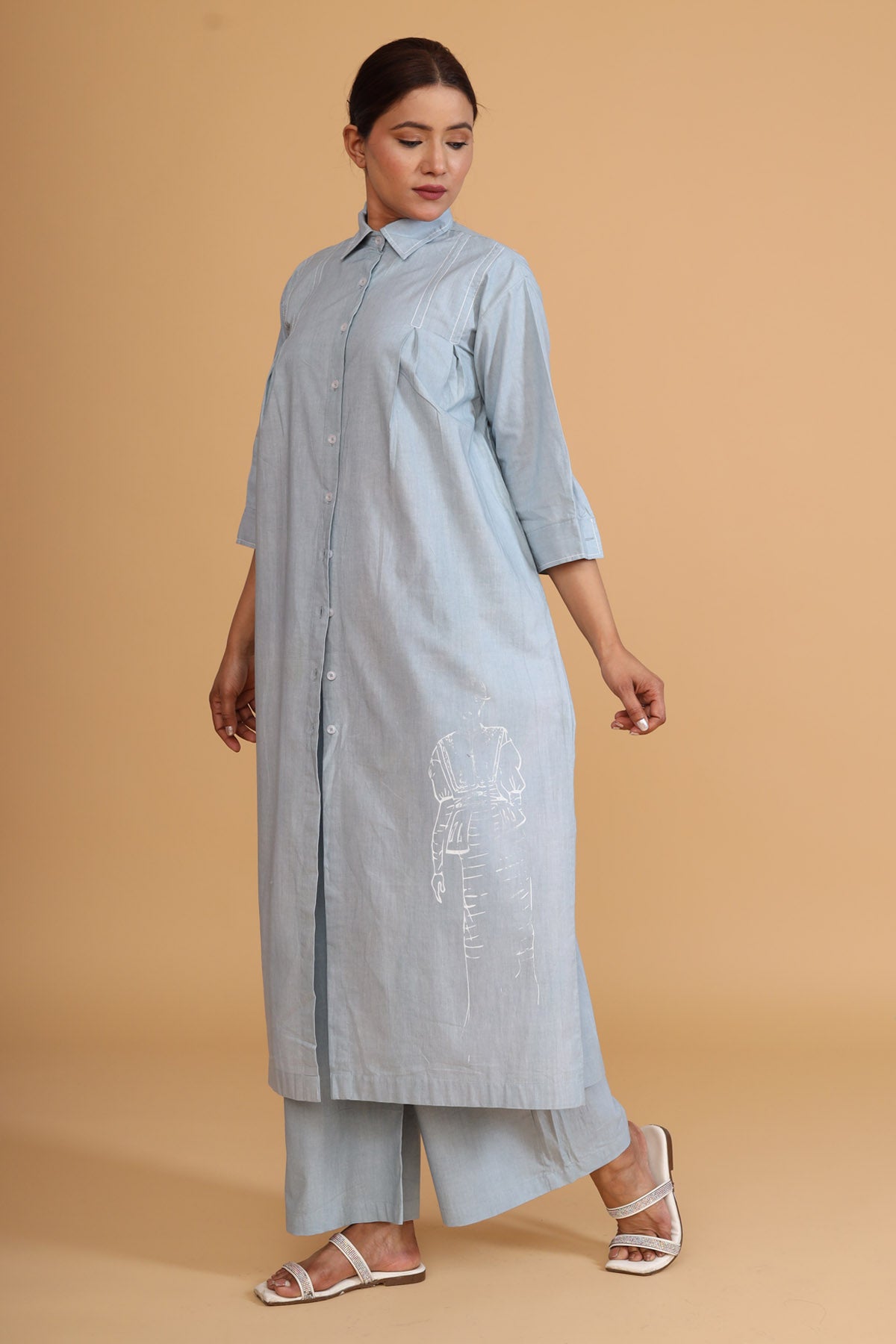 Front Box Pleat Painted Tunic