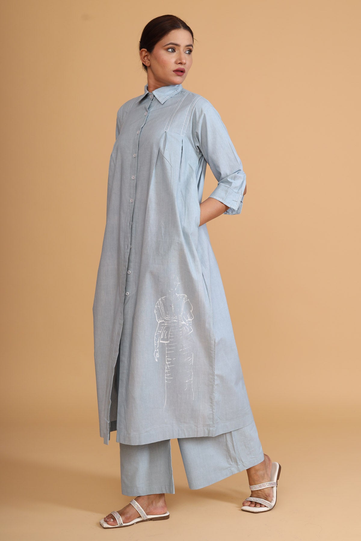 Front Box Pleat Painted Tunic