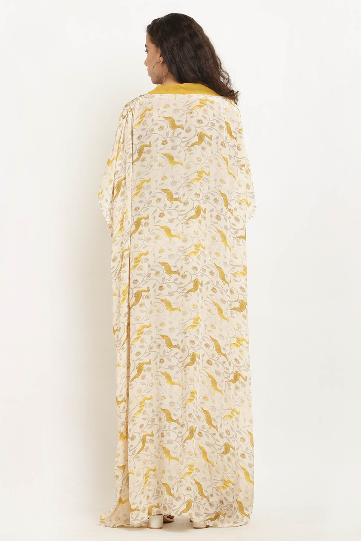 Front Open Printed Crepe Cape