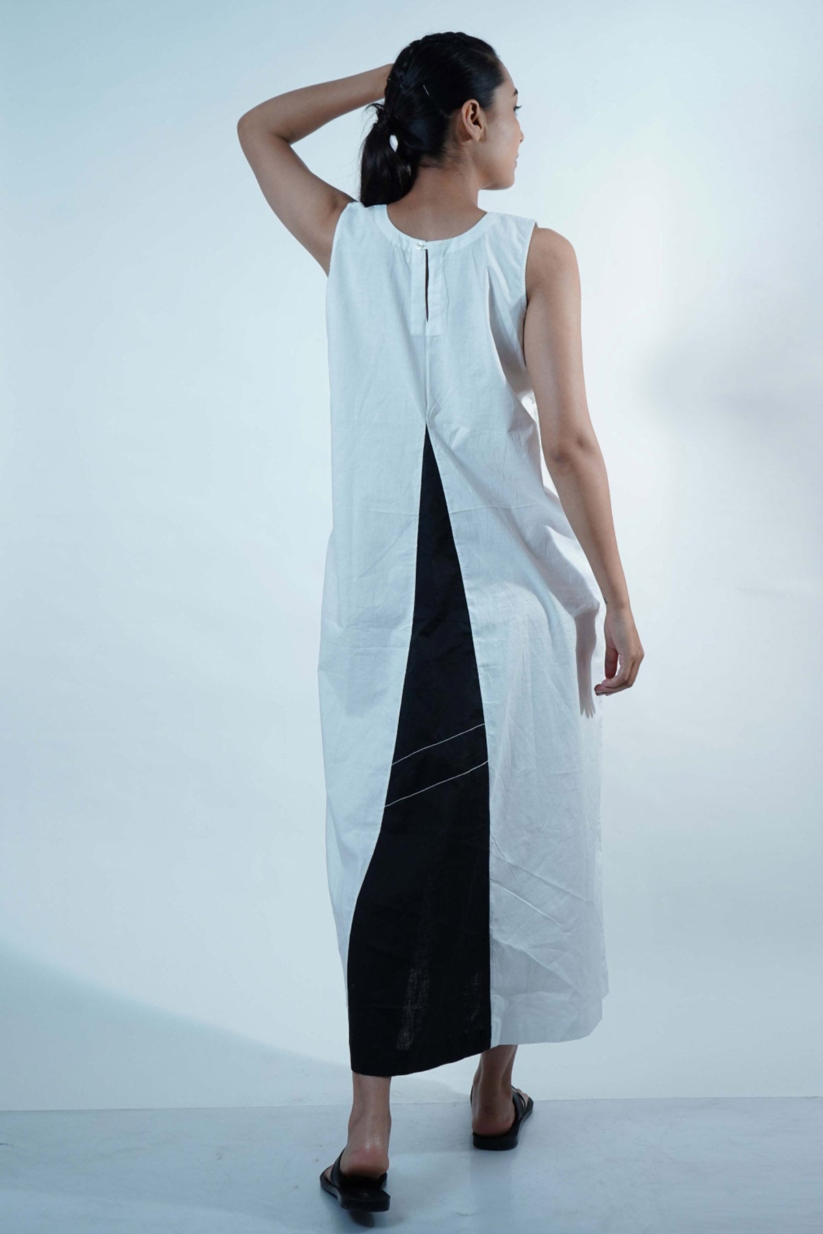 Front Pleat Dress With Scarf