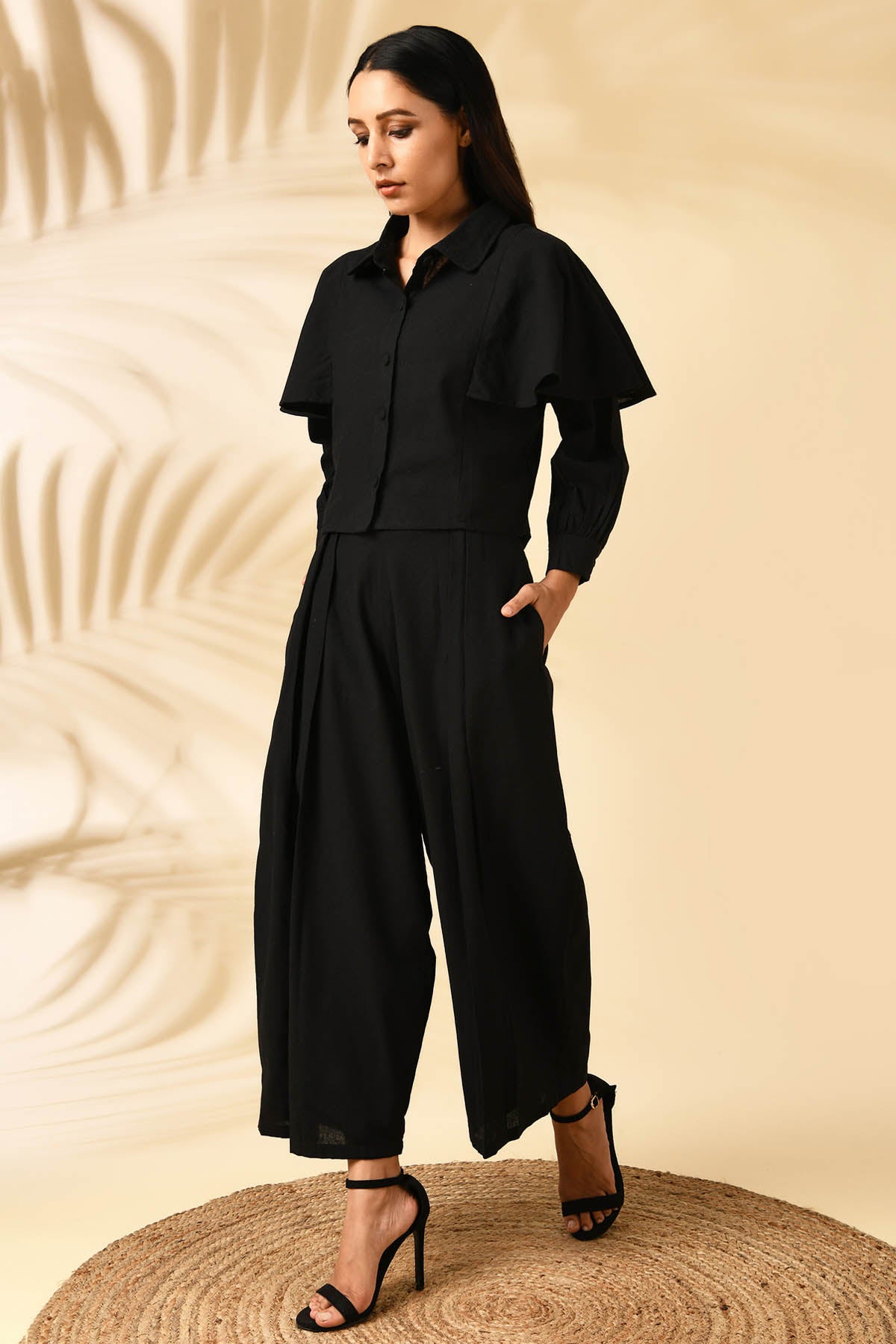 Front Pleated Paper Pants