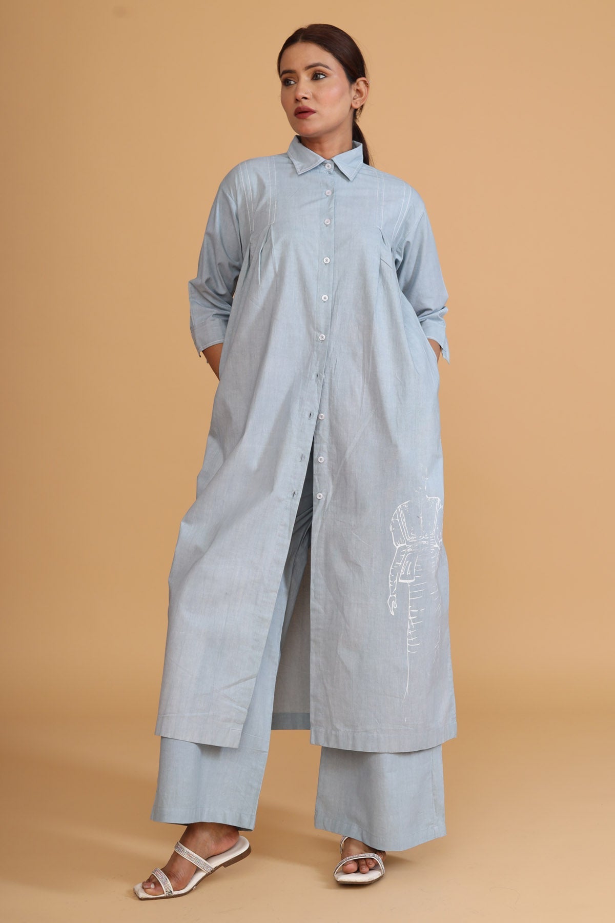 Front Box Pleat Tunic Co-ord Set - Stylish Comfort at ScrollnShops