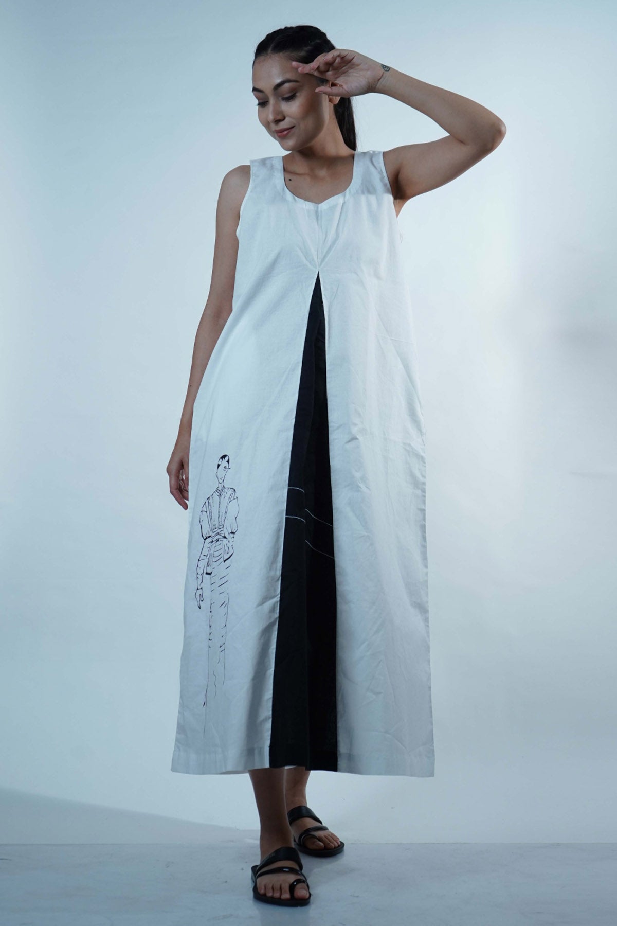 Buy Jaza Front Pleat Dress With Scarf For Women Available online at ScrollnShops