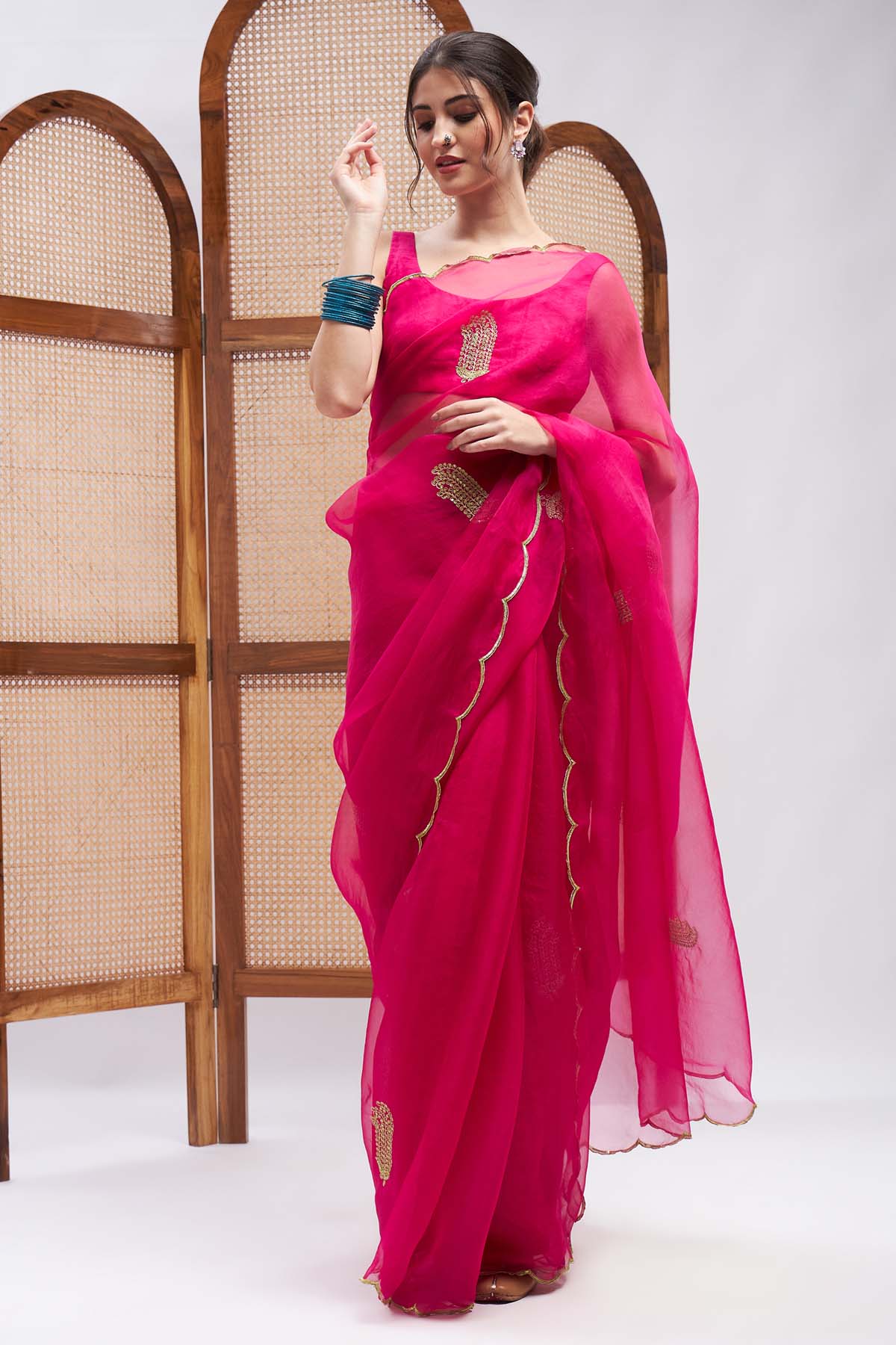 Fuchsia Embroidered Saree