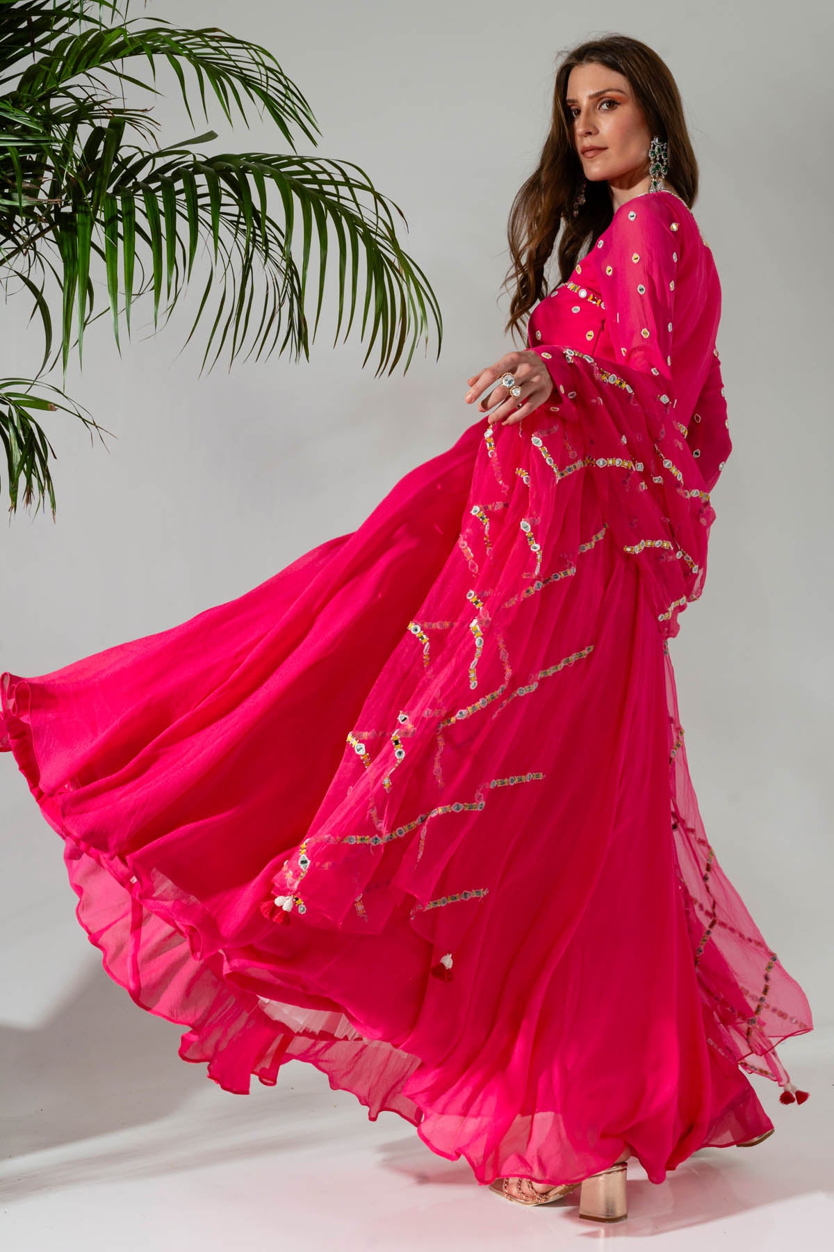 Fuchsia Georgette Anarkali Set