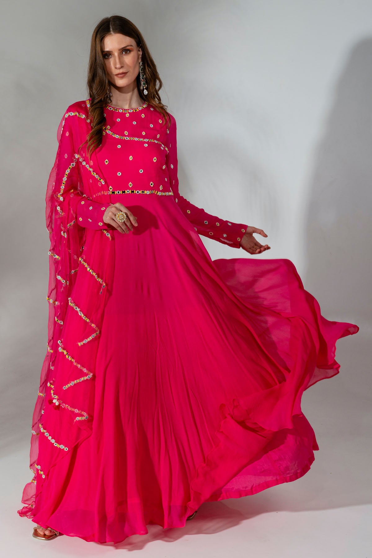 Fuchsia Georgette Anarkali Set