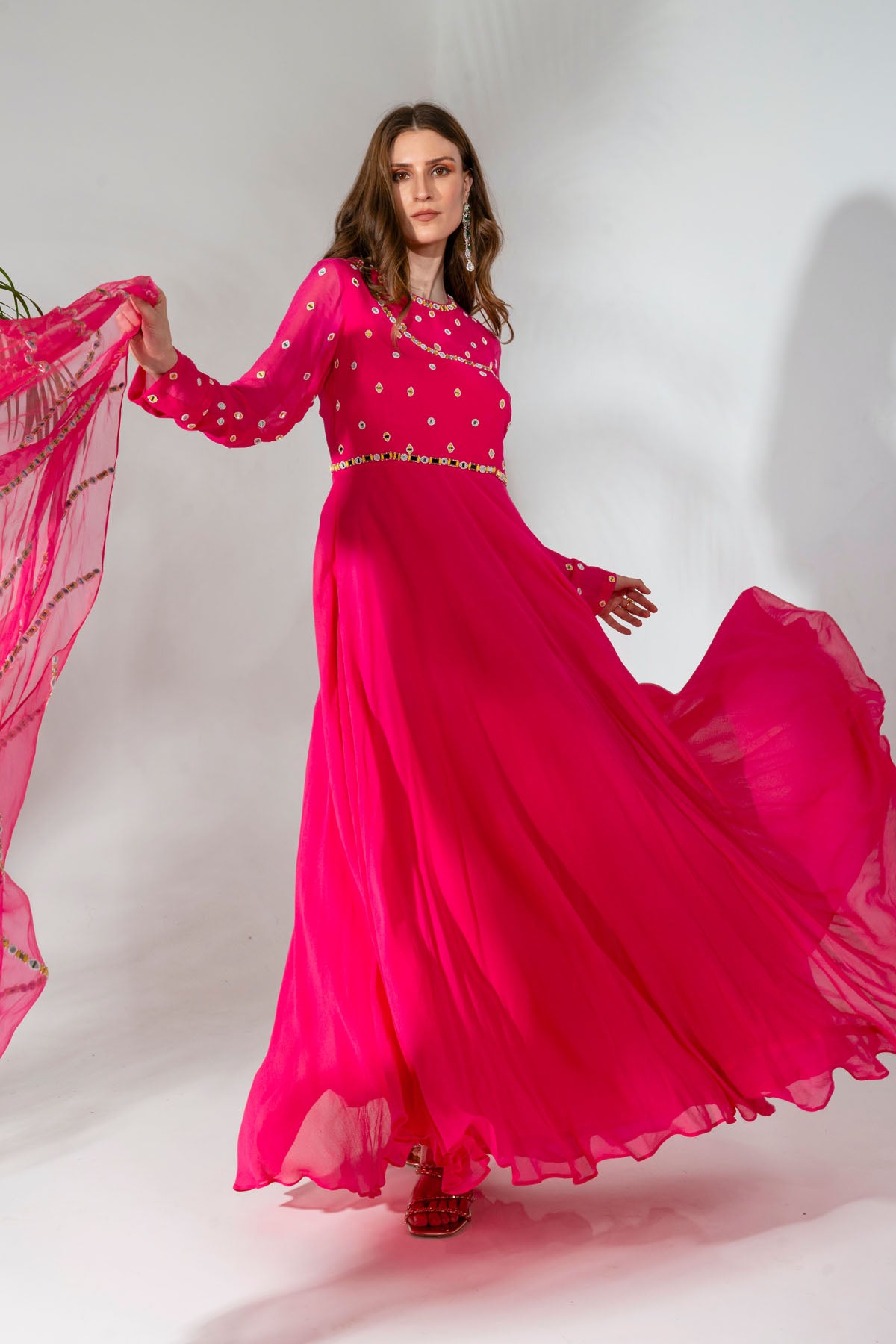 Fuchsia Georgette Anarkali Set