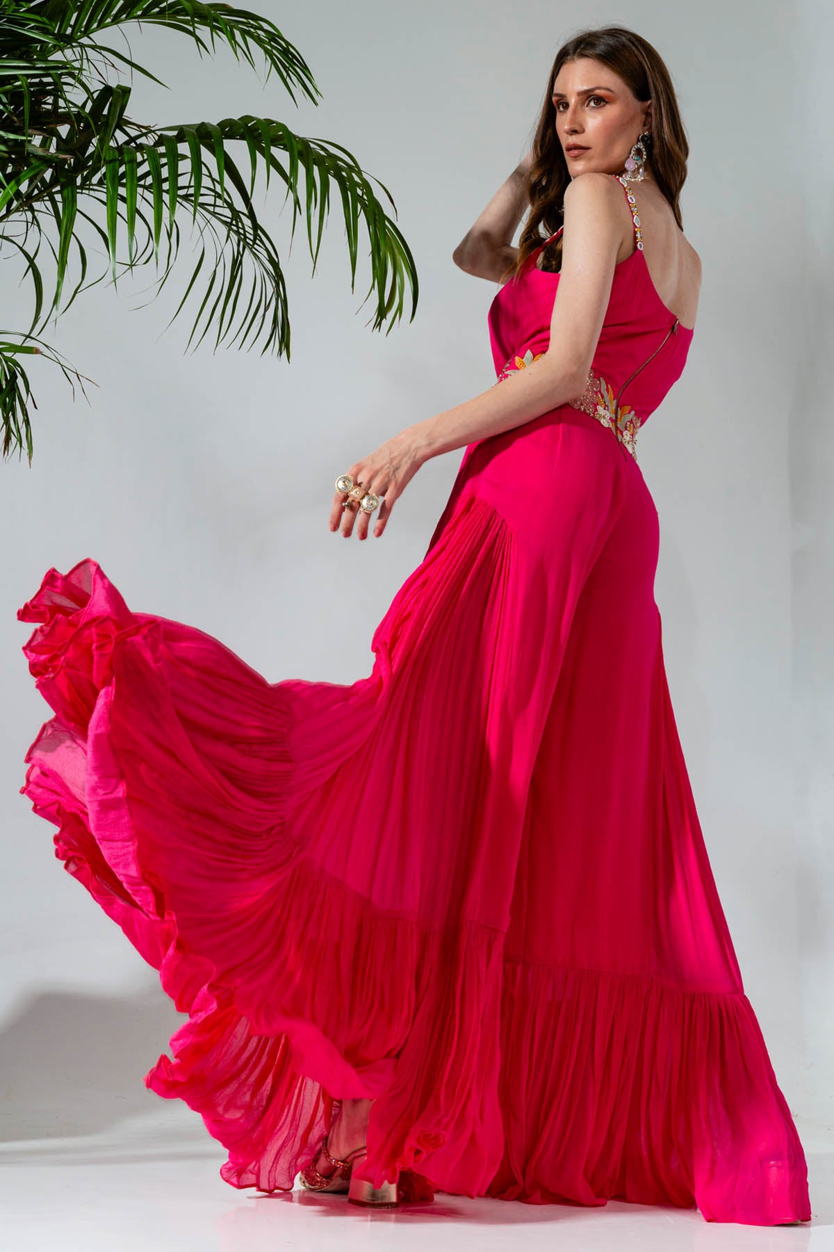 Fuchsia Pink Georgette Jumpsuit