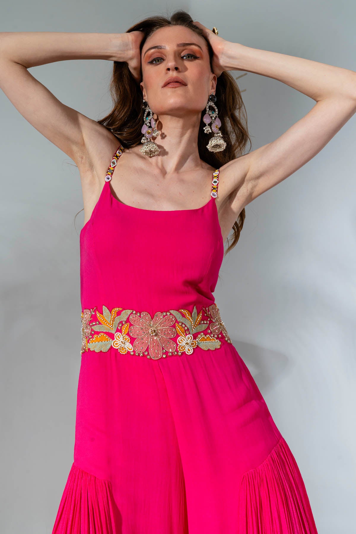 Fuchsia Pink Georgette Jumpsuit